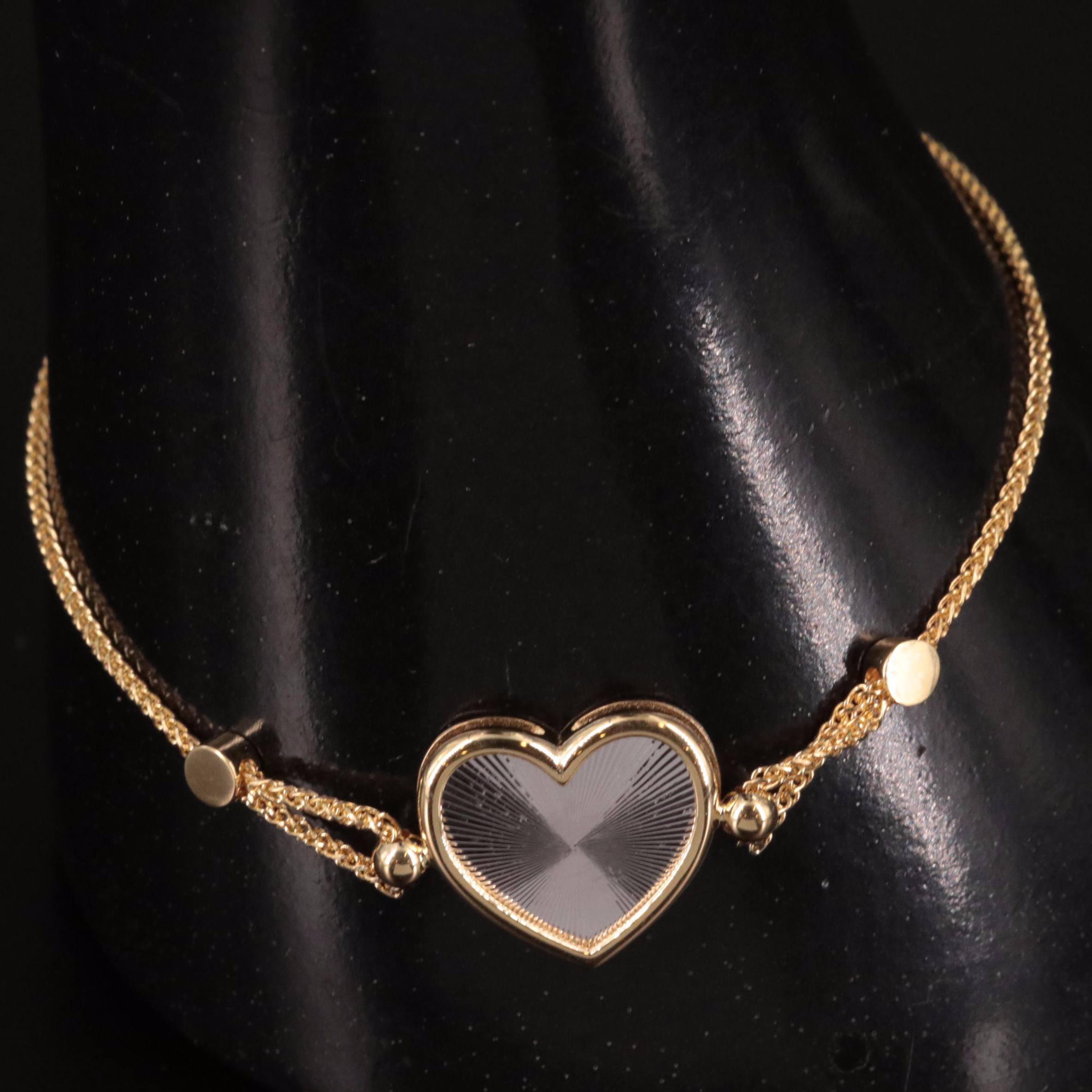 14K Sunburst Heart Bracelet