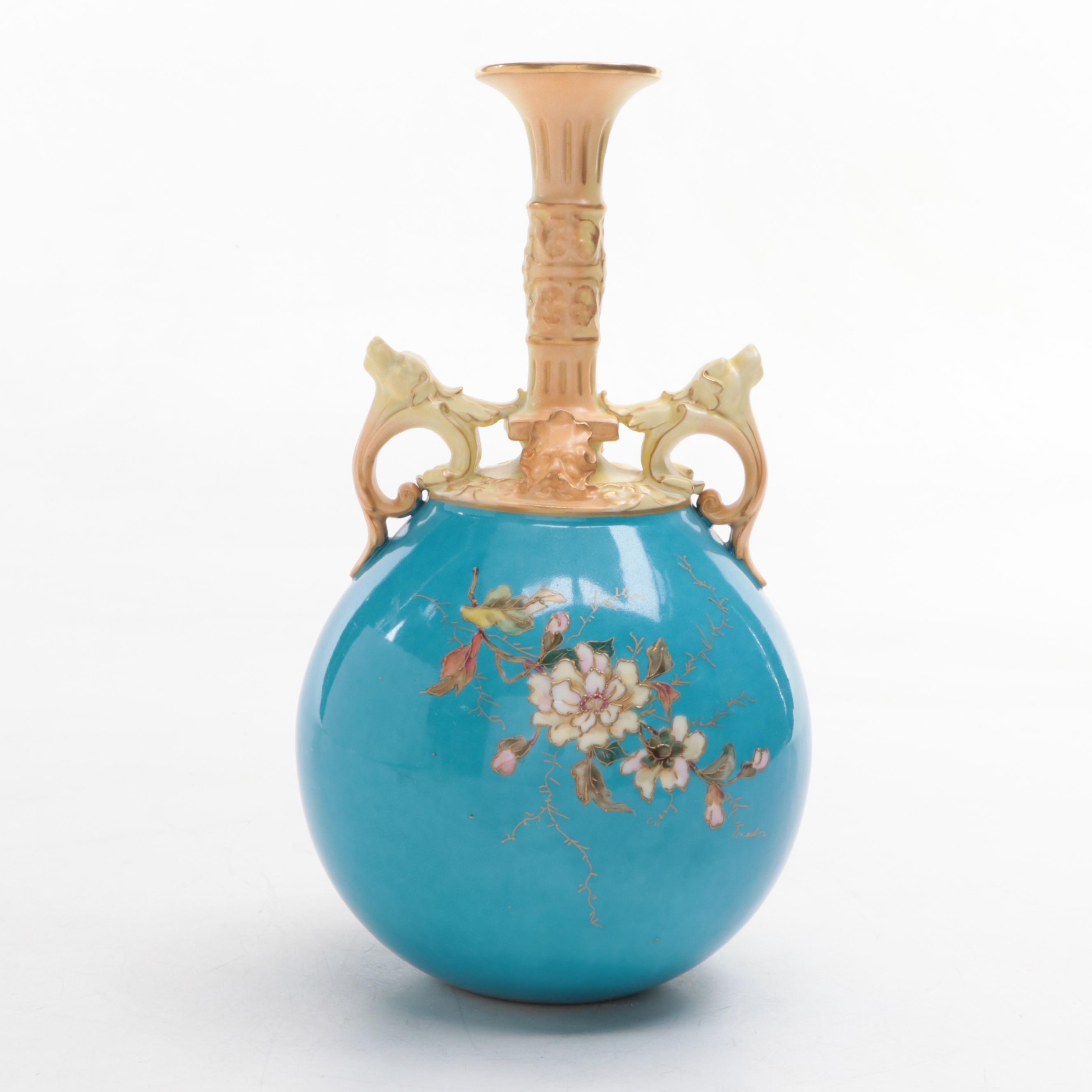 European Porcelain Gilt Accented Bud Vase, Late 19th/ Early 20th Century