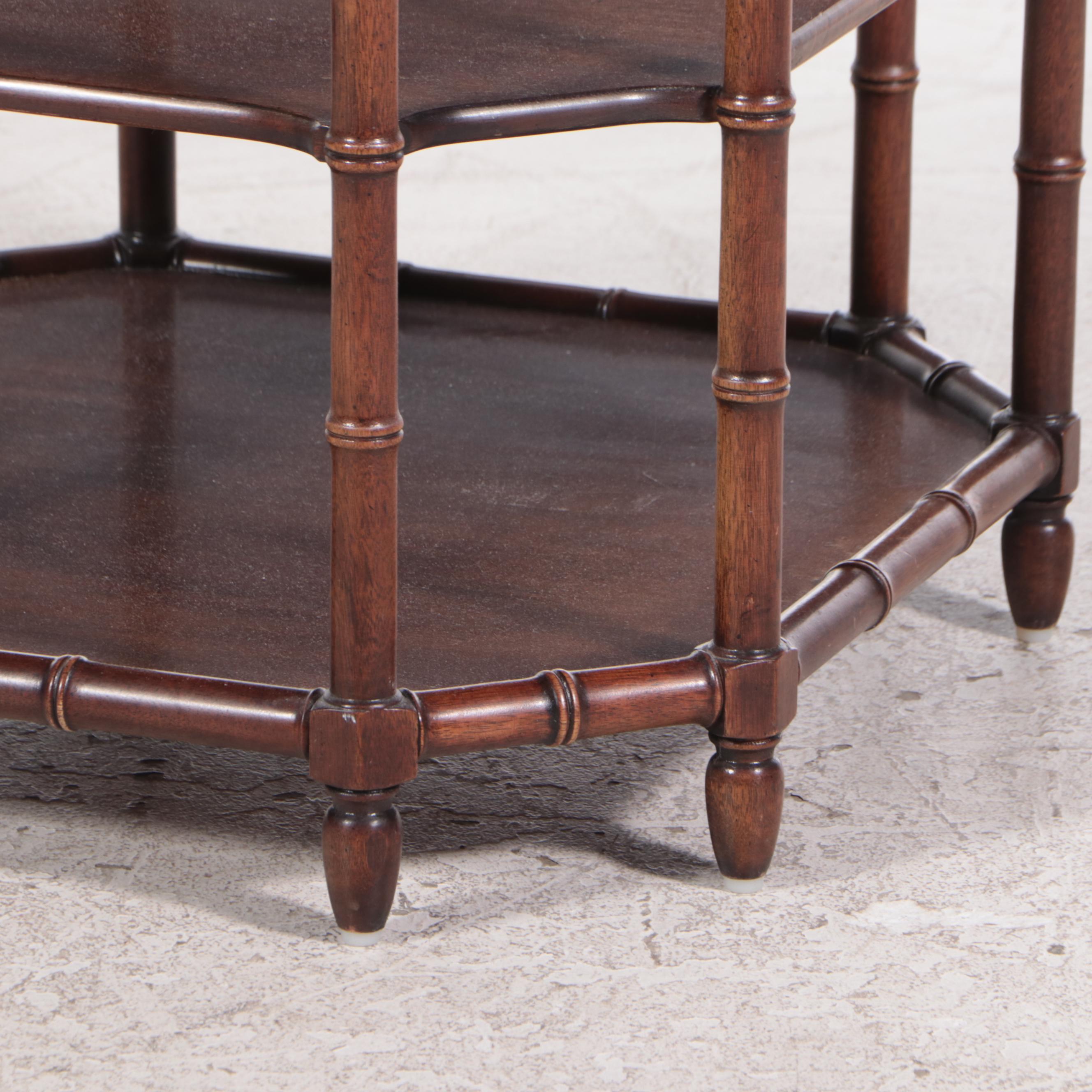 Henredon Regency Style Mahogany and Simulated Bamboo Three-Tier Side Table
