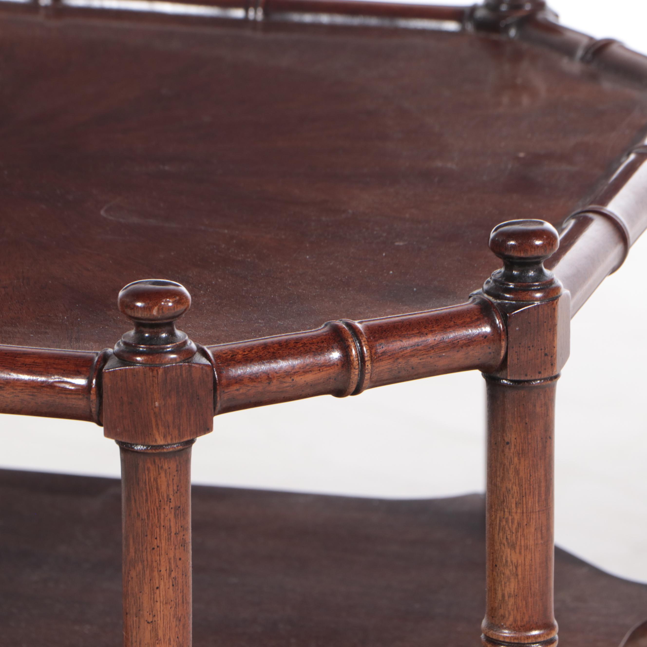 Henredon Regency Style Mahogany and Simulated Bamboo Three-Tier Side Table