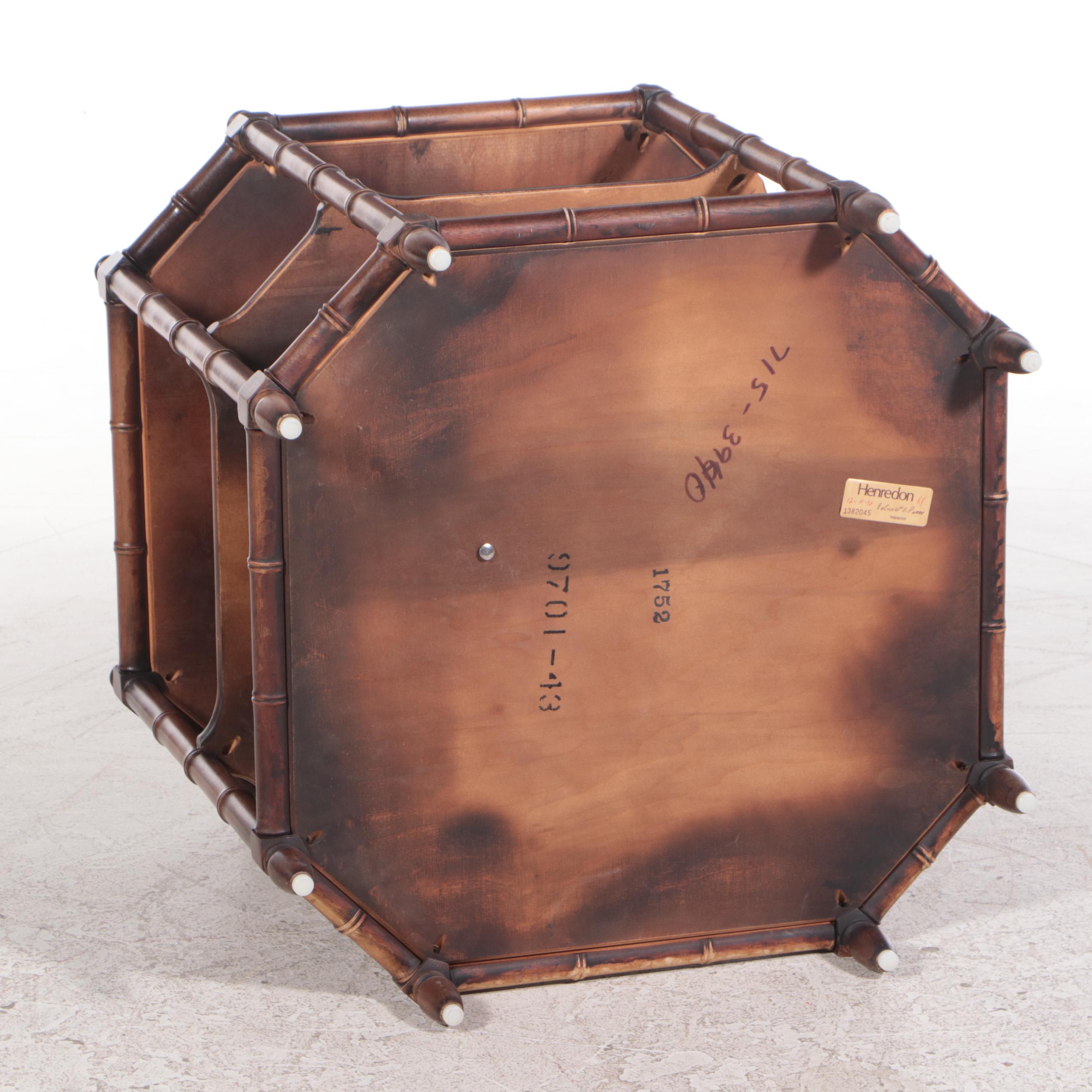 Henredon Regency Style Mahogany and Simulated Bamboo Three-Tier Side Table