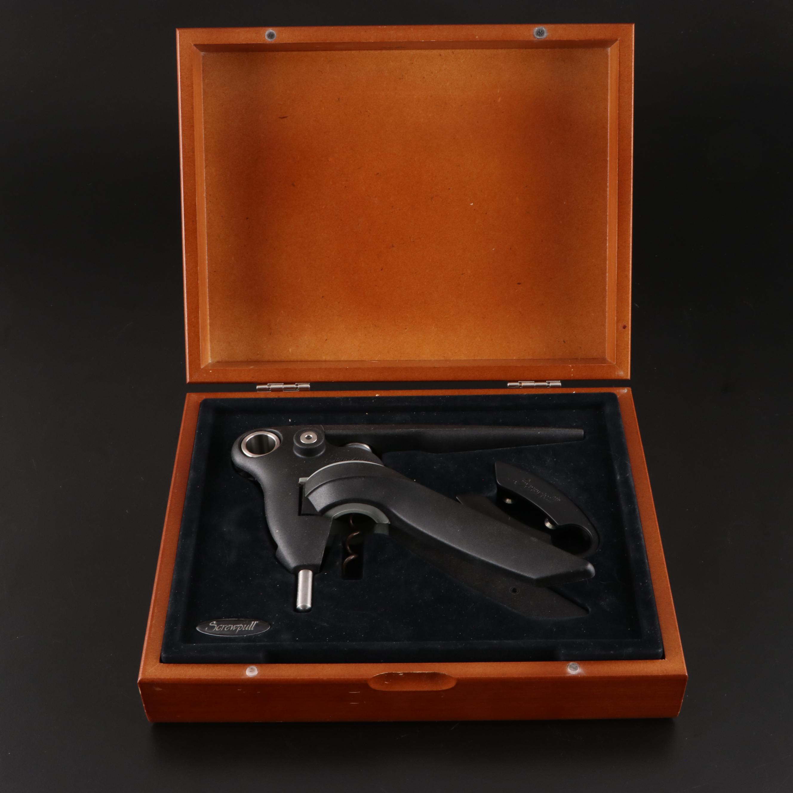 Crystal Ship's Decanter with Silver Plate Wine Cooler and Bottle Opener