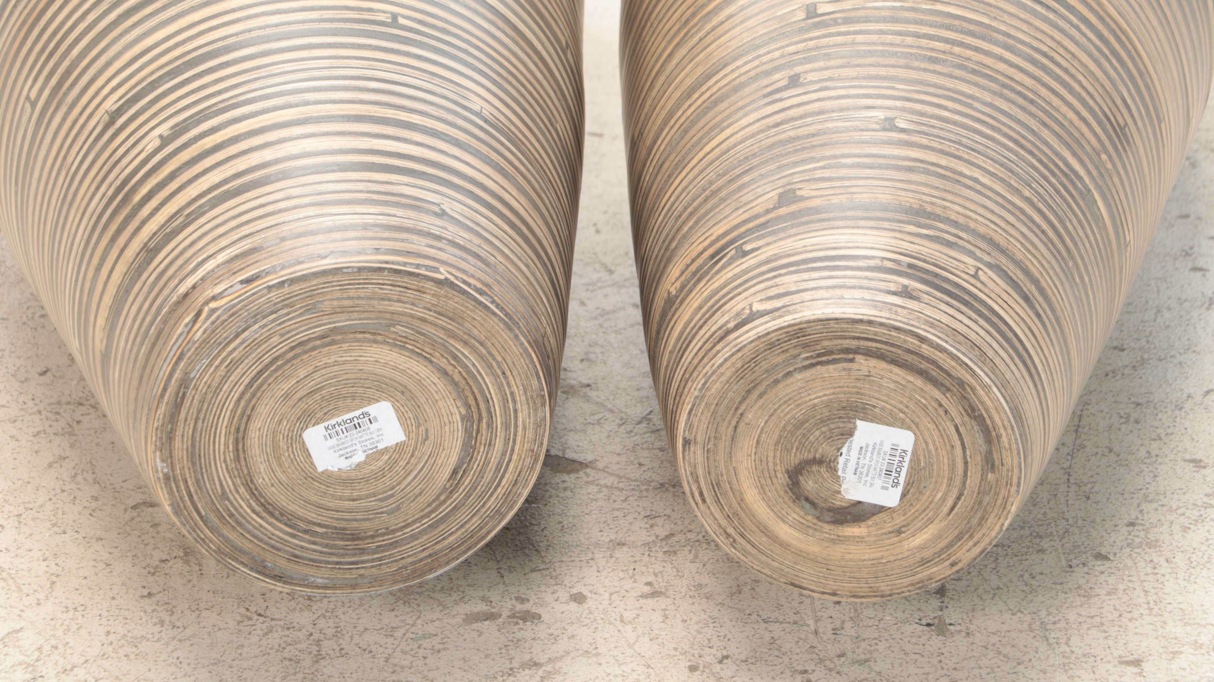 Artificial Eucalyptus and Other Foliage in Striped Pots