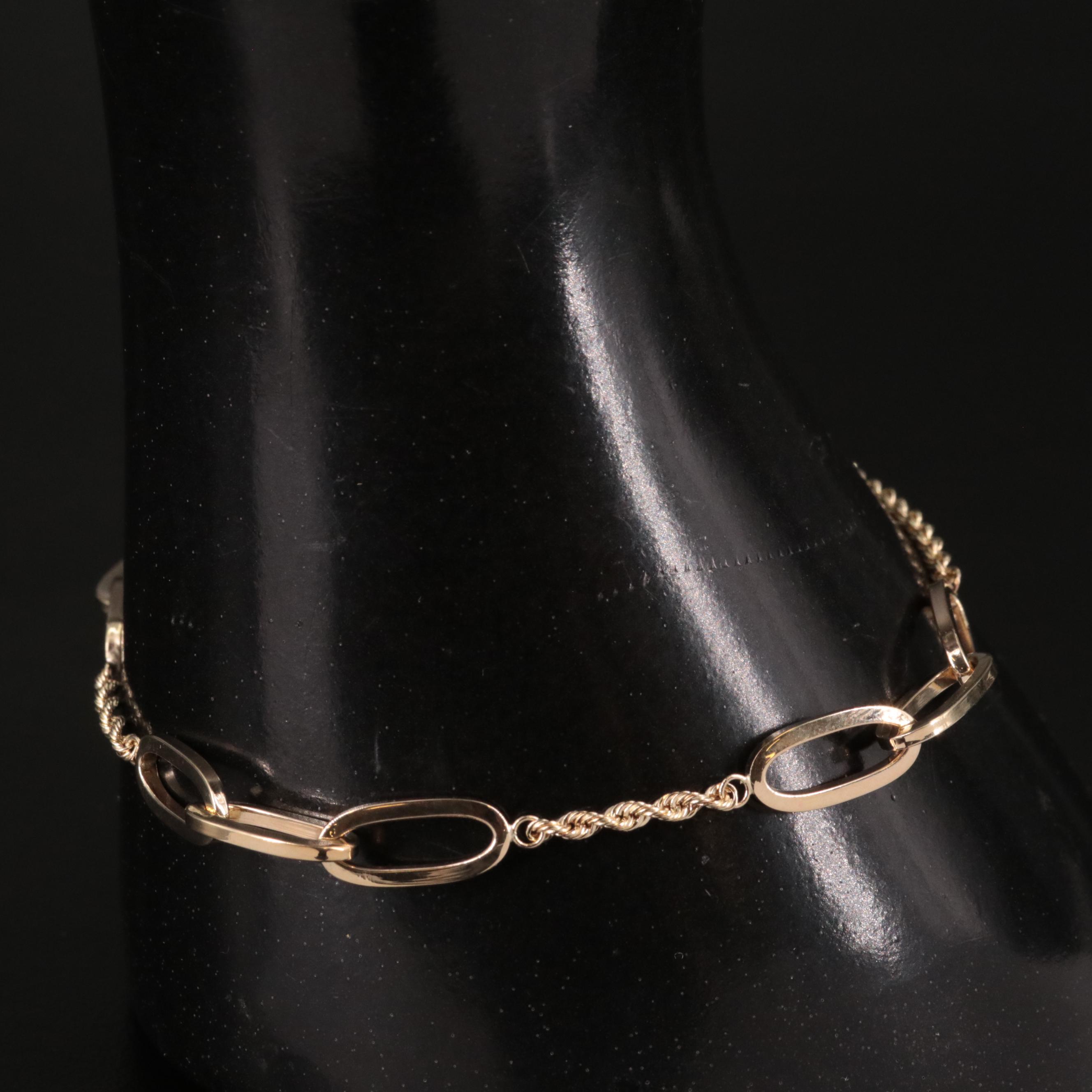 10K Stationary Oval Link Bracelet