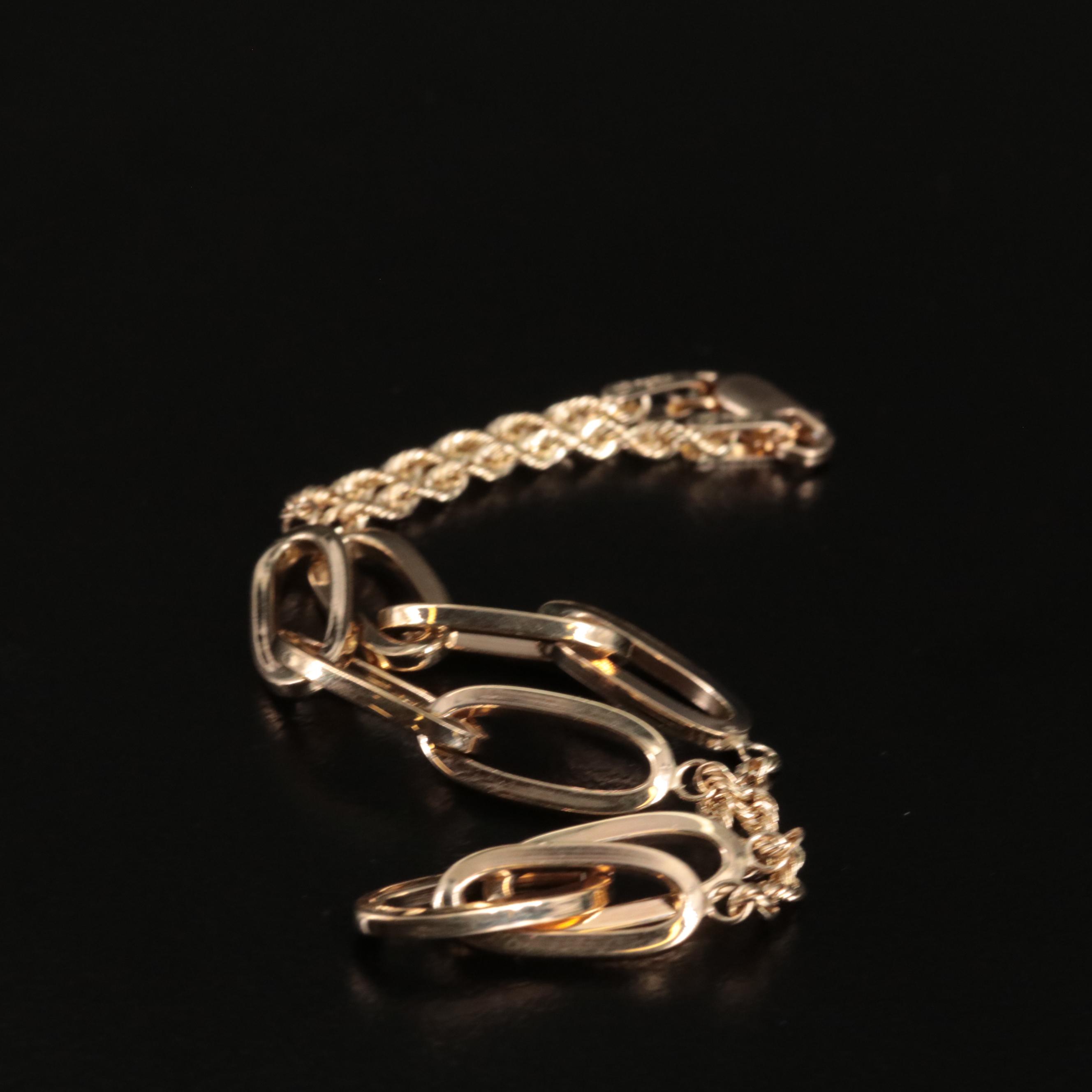 10K Stationary Oval Link Bracelet