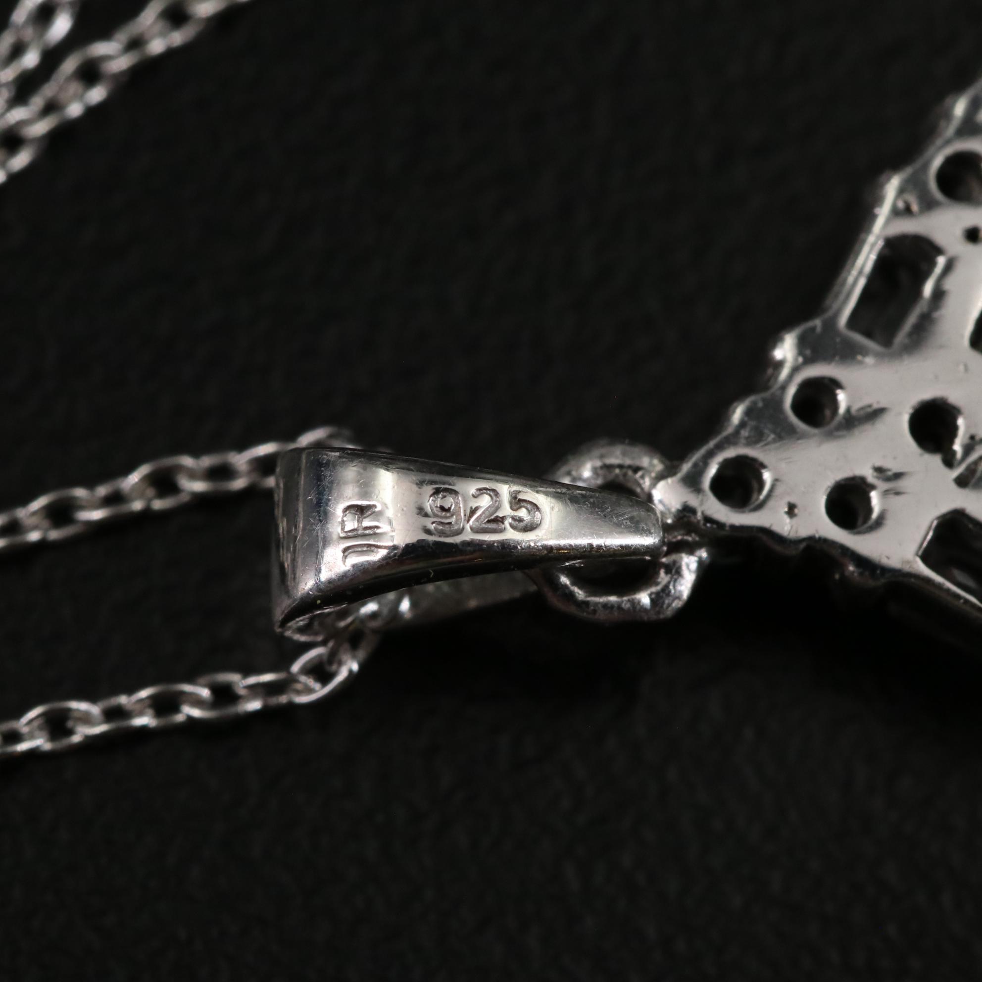 Sterling Ruby and Cubic Zirconia Teardrop Pendant Necklace