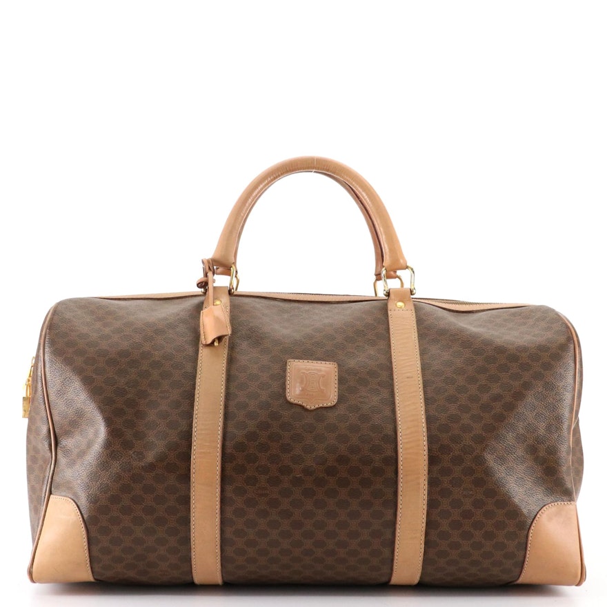 Celine Small Duffle Bag in Macadam Coated Canvas and Leather