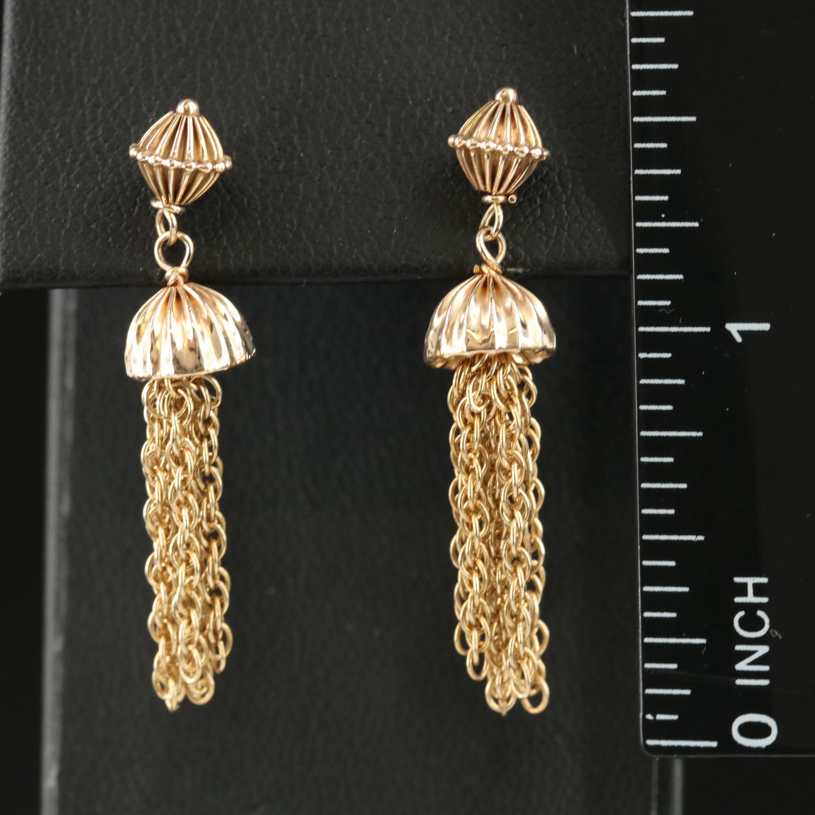 14K Tassel Chain Earrings