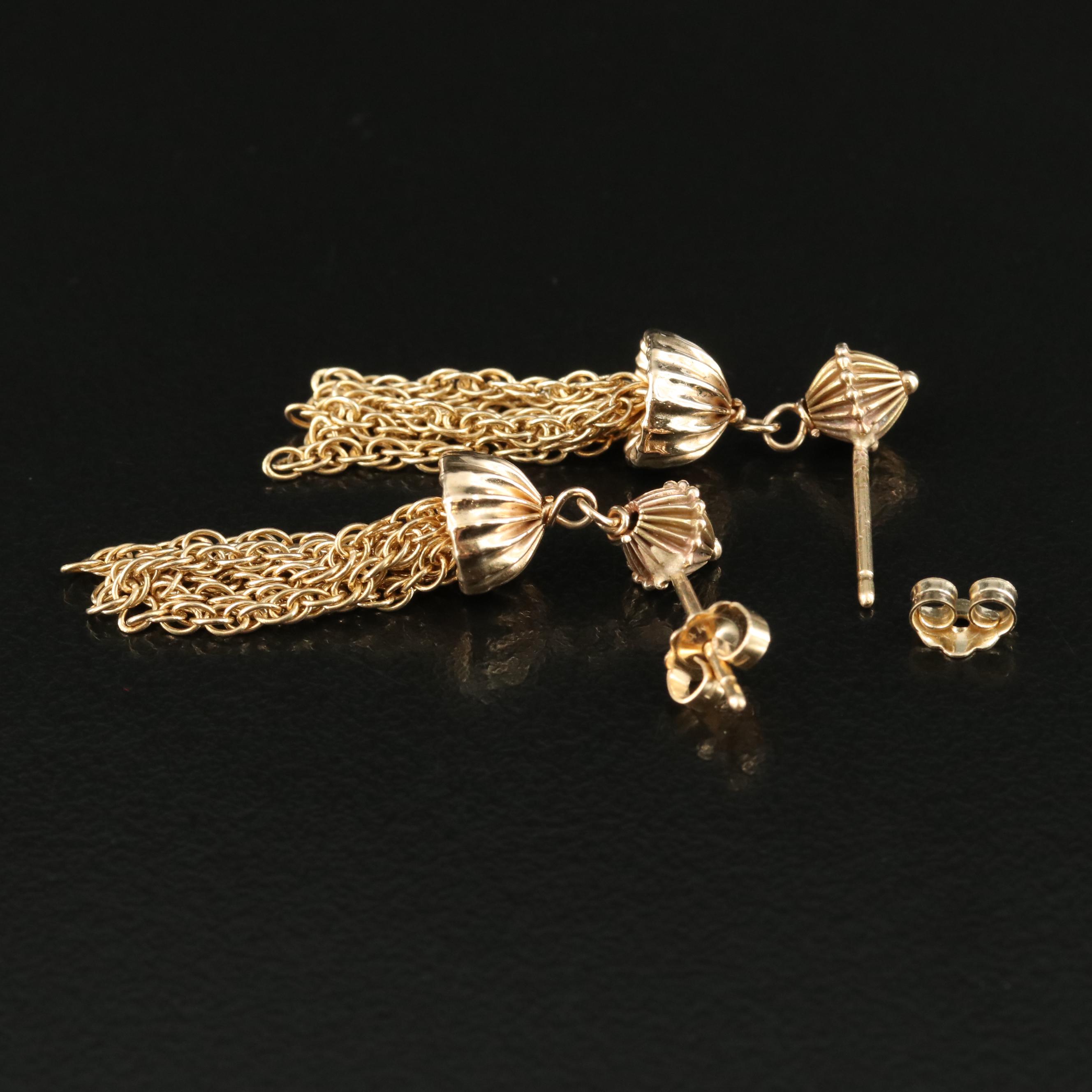 14K Tassel Chain Earrings