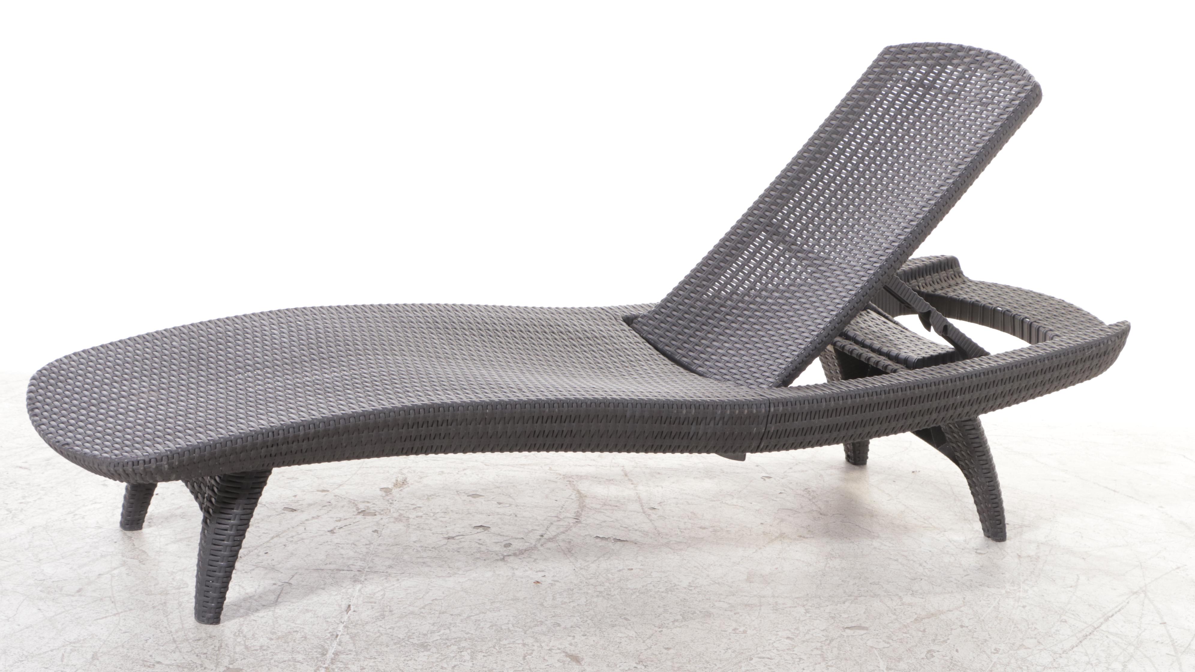 Pair of PE Rattan Adjustable Chaise Lounges