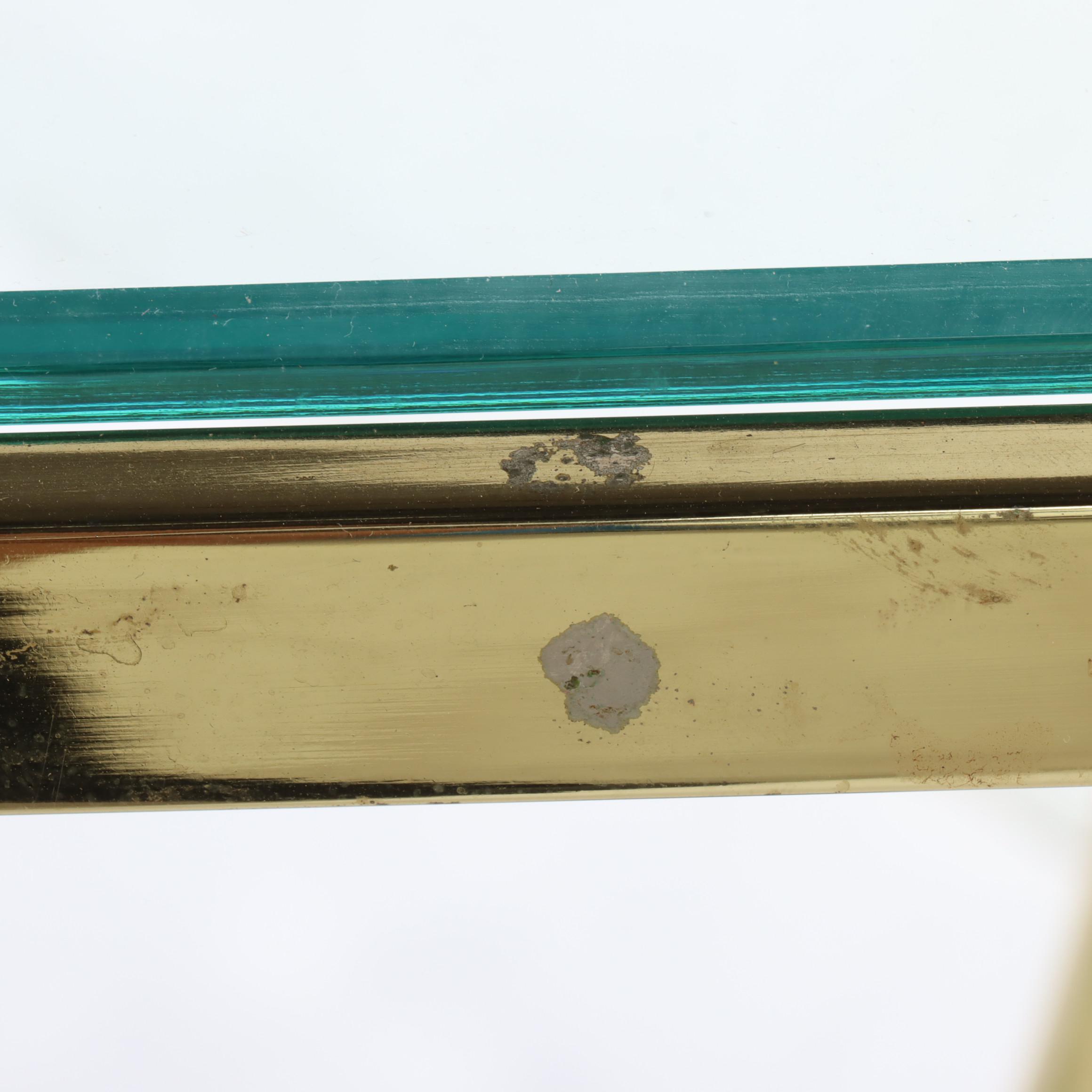 Hollywood Regency Style Brass-Patinated Metal and Glass Three-Tier Serving Cart