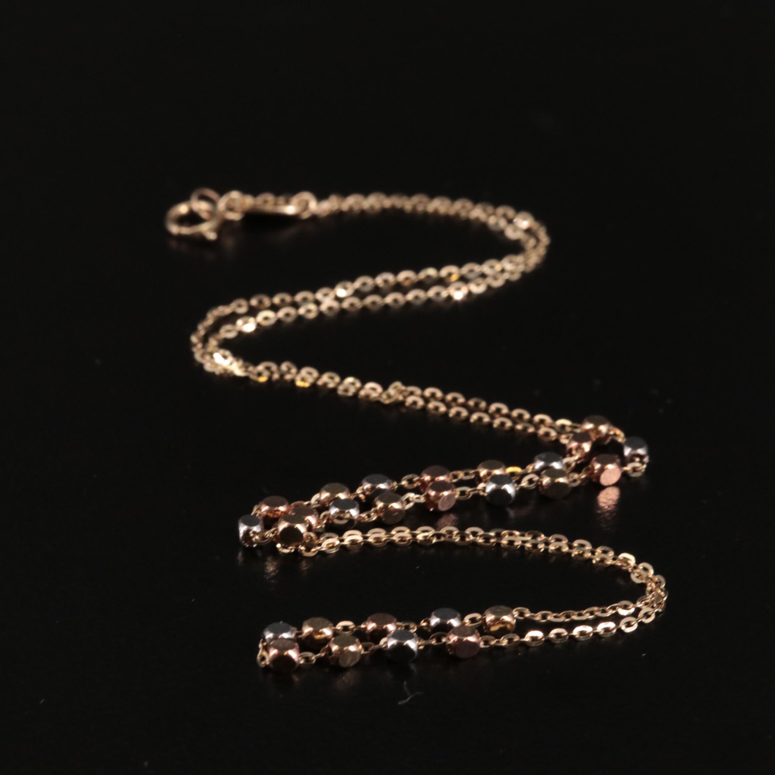 14k Stationary Beads Necklace