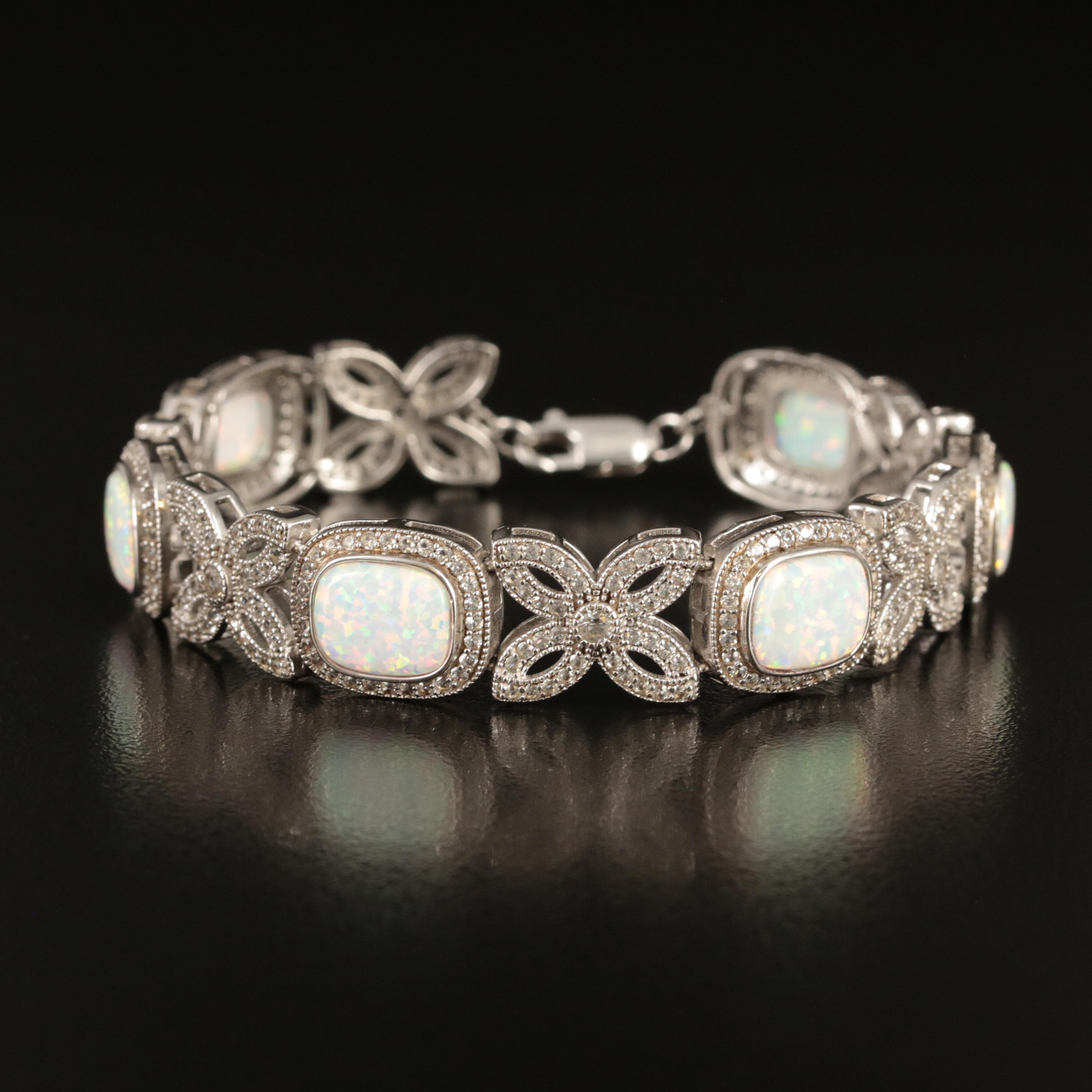Sterling Opal and Sapphire Bracelet