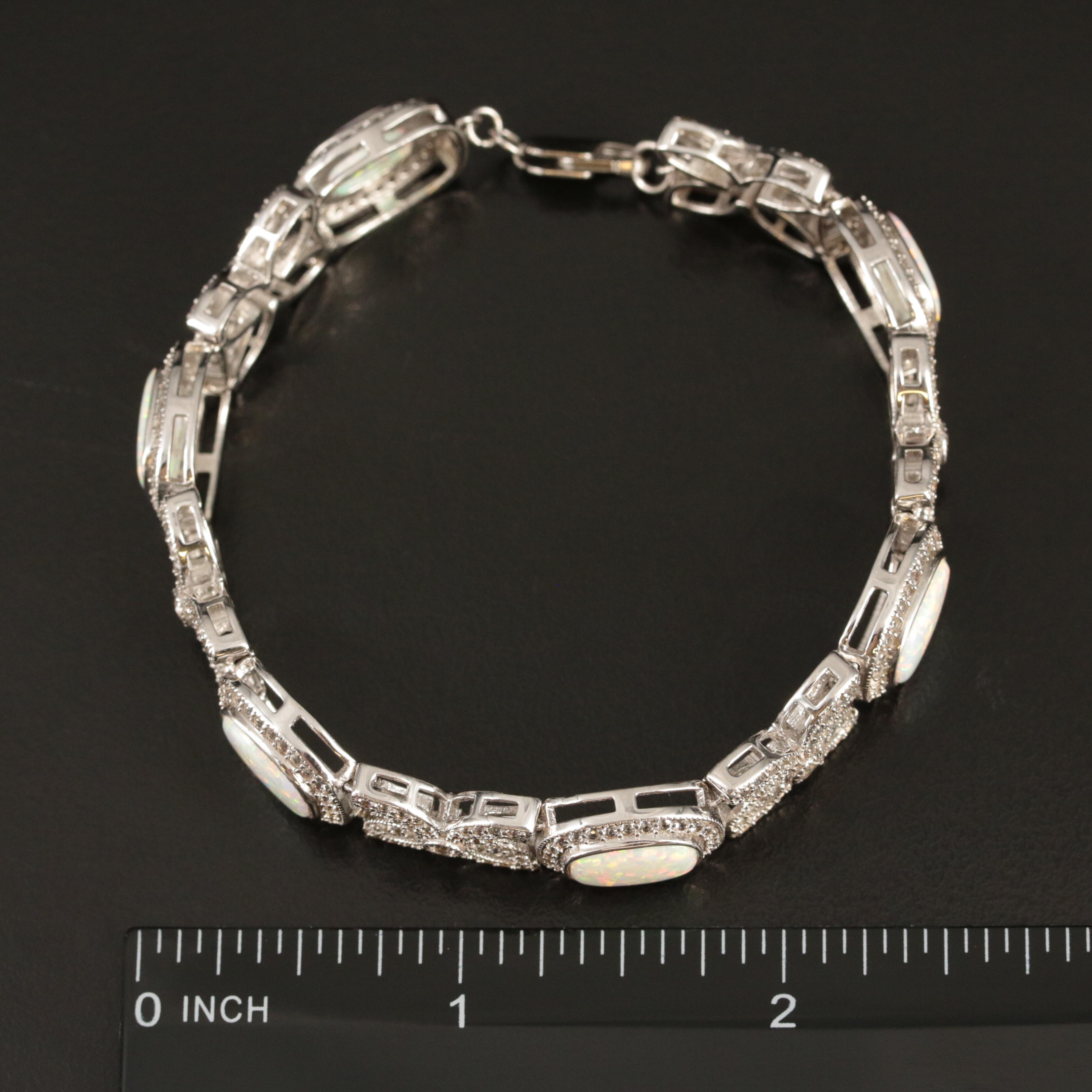 Sterling Opal and Sapphire Bracelet