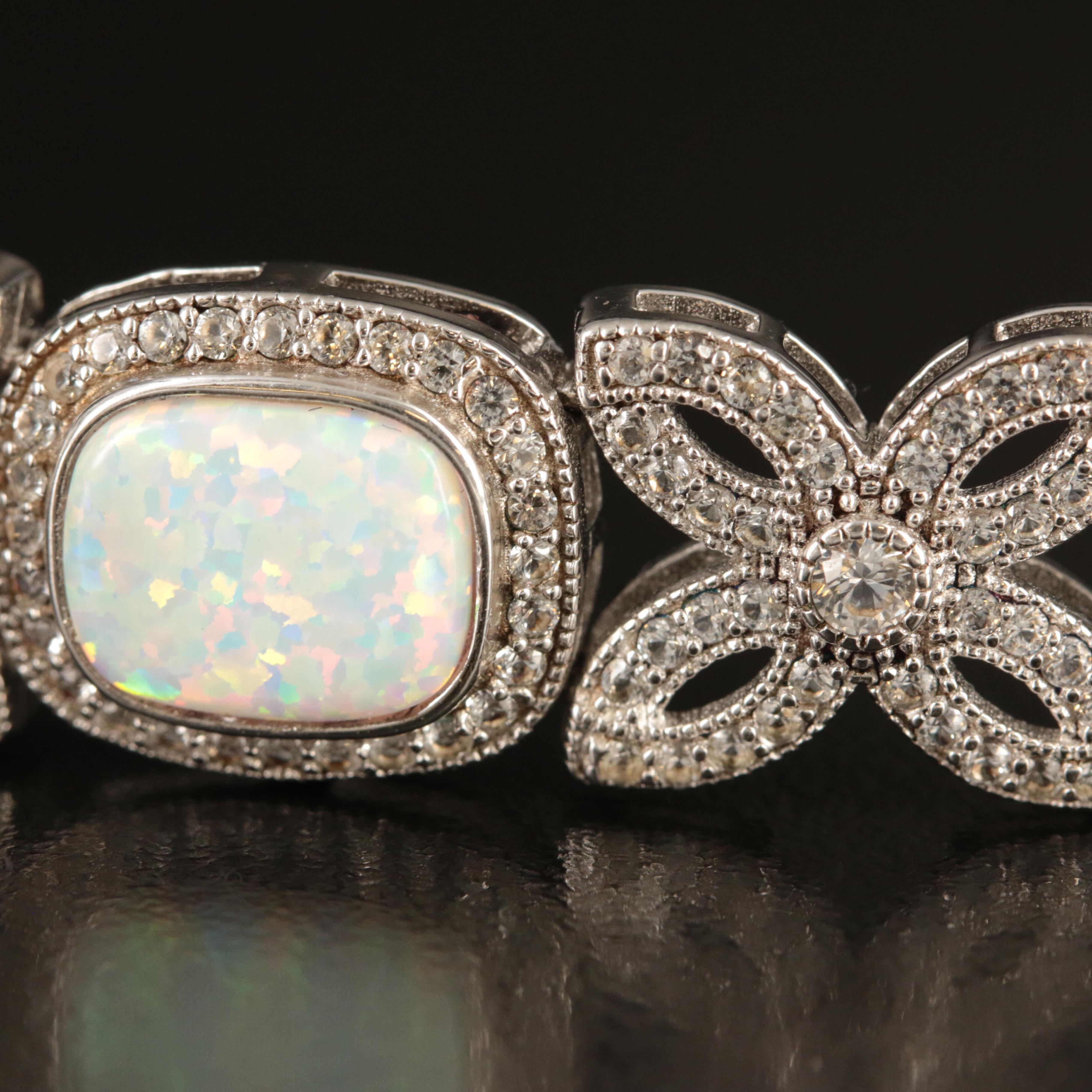 Sterling Opal and Sapphire Bracelet