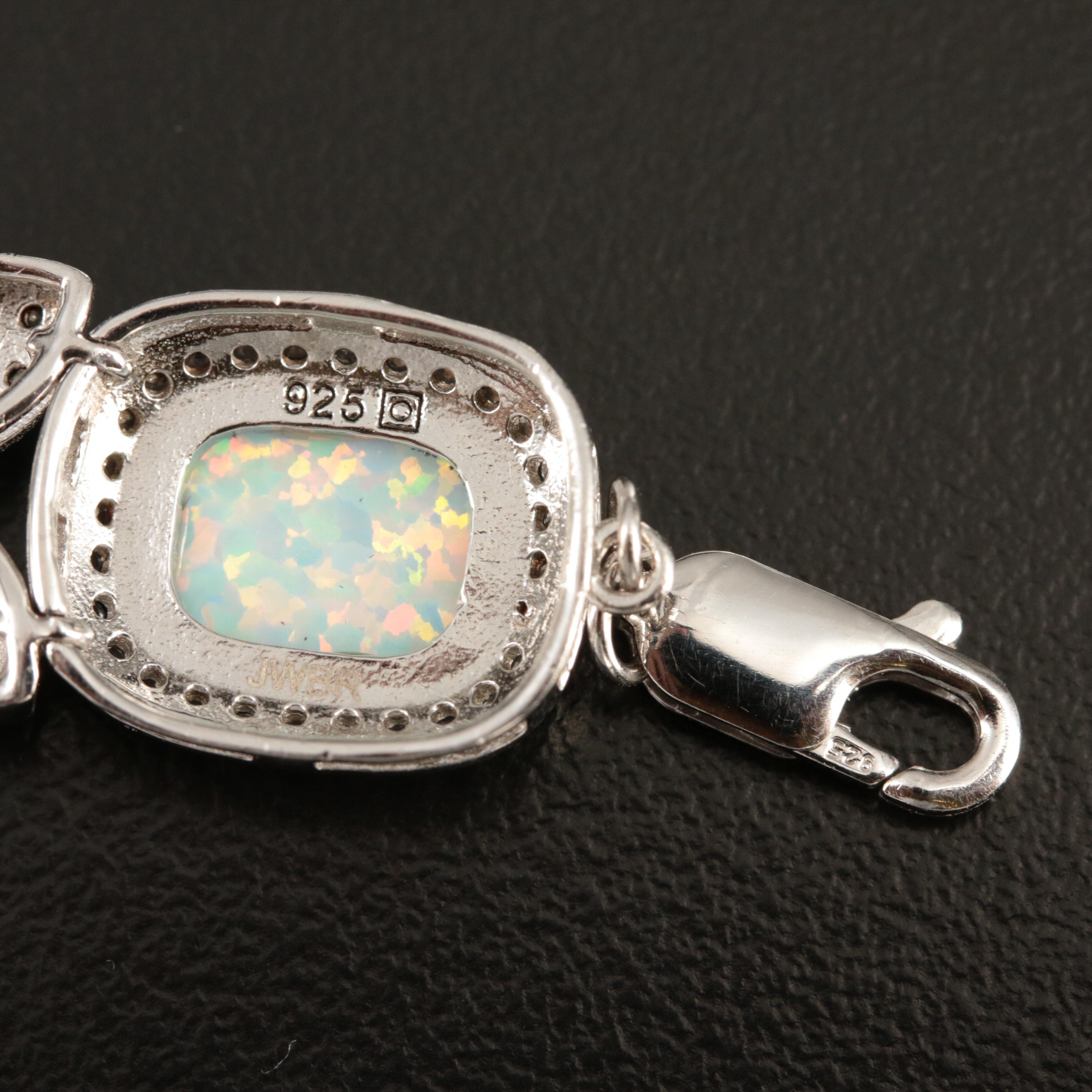 Sterling Opal and Sapphire Bracelet