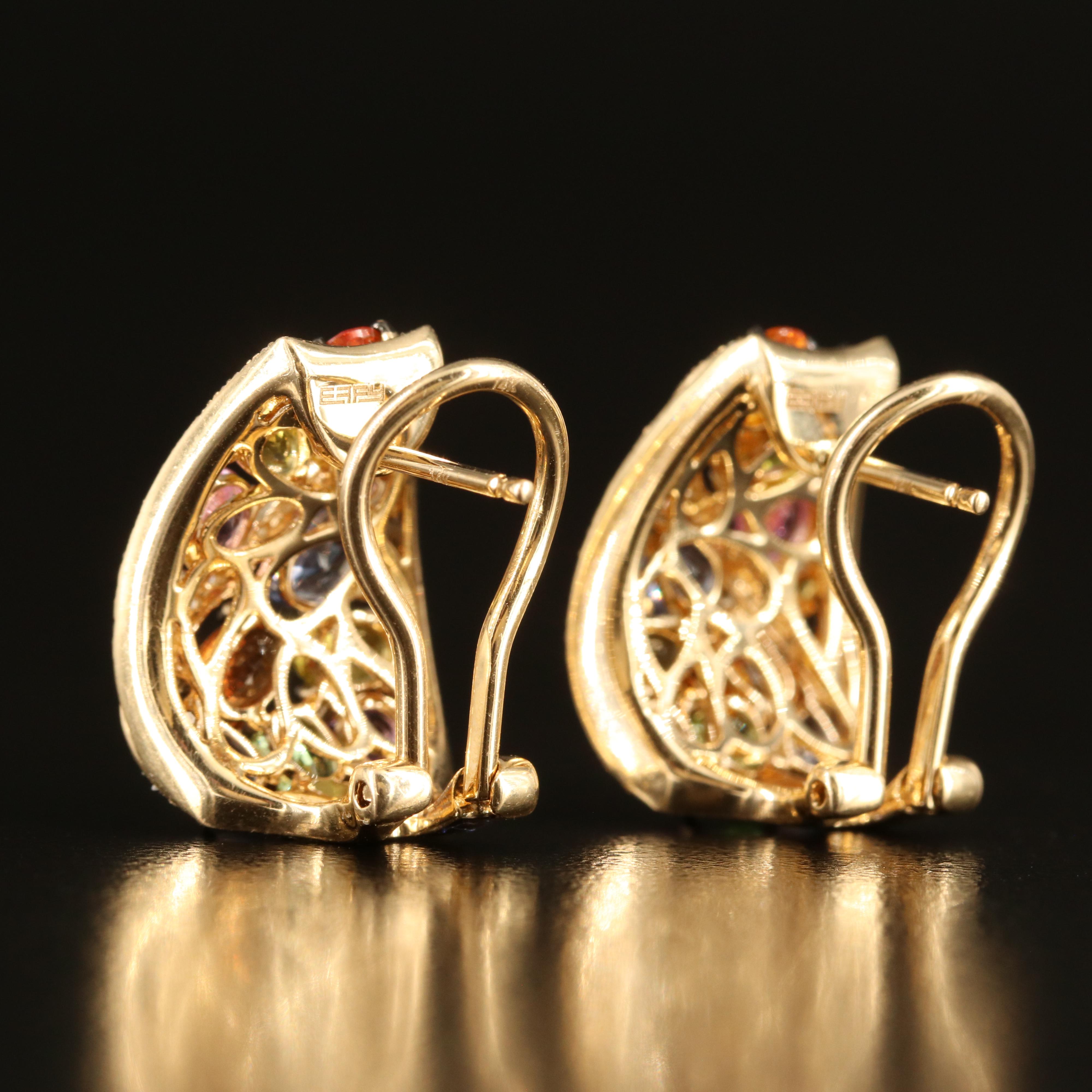 EFFY 14K Multi-Color Sapphire and Diamond J Hoop Earrings