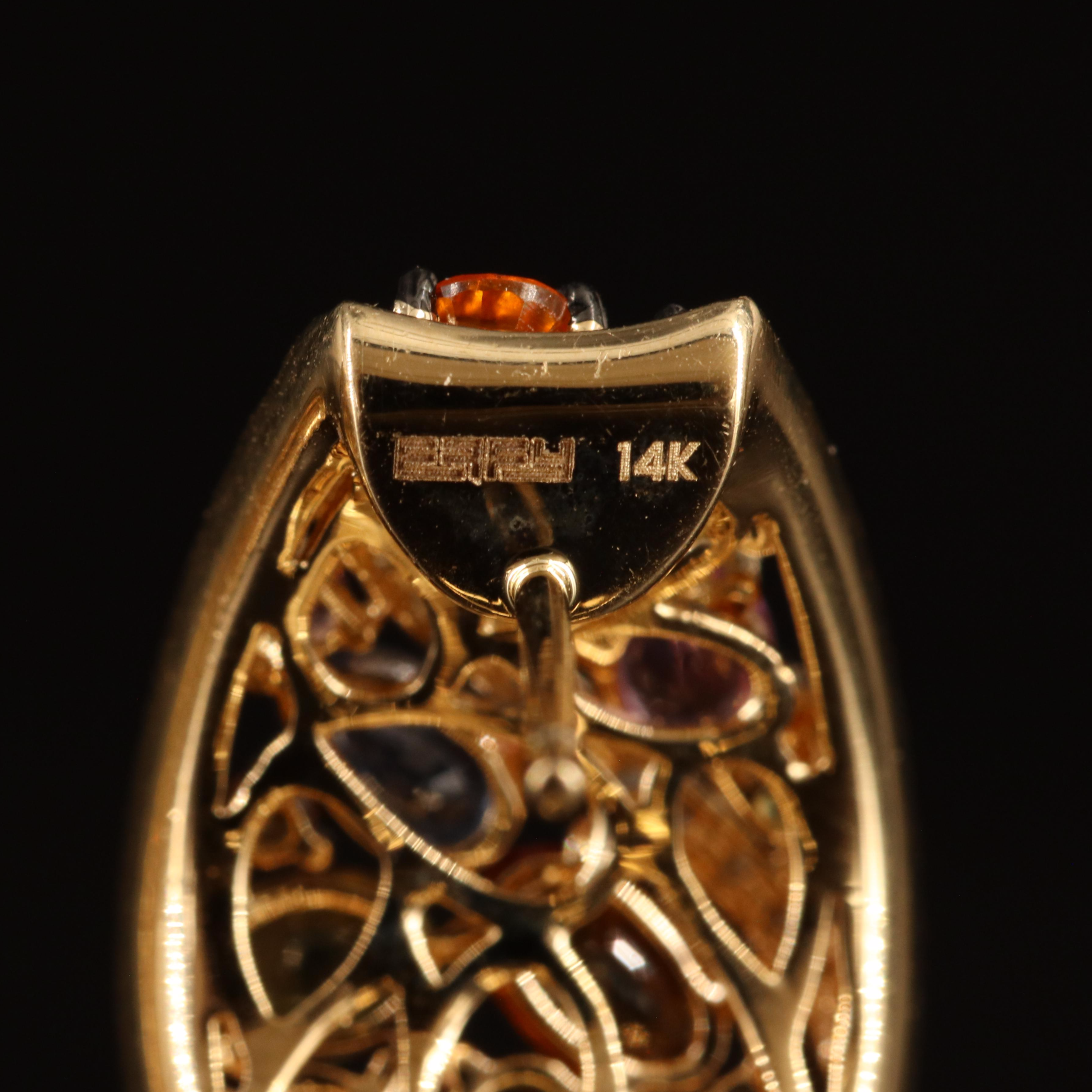 EFFY 14K Multi-Color Sapphire and Diamond J Hoop Earrings