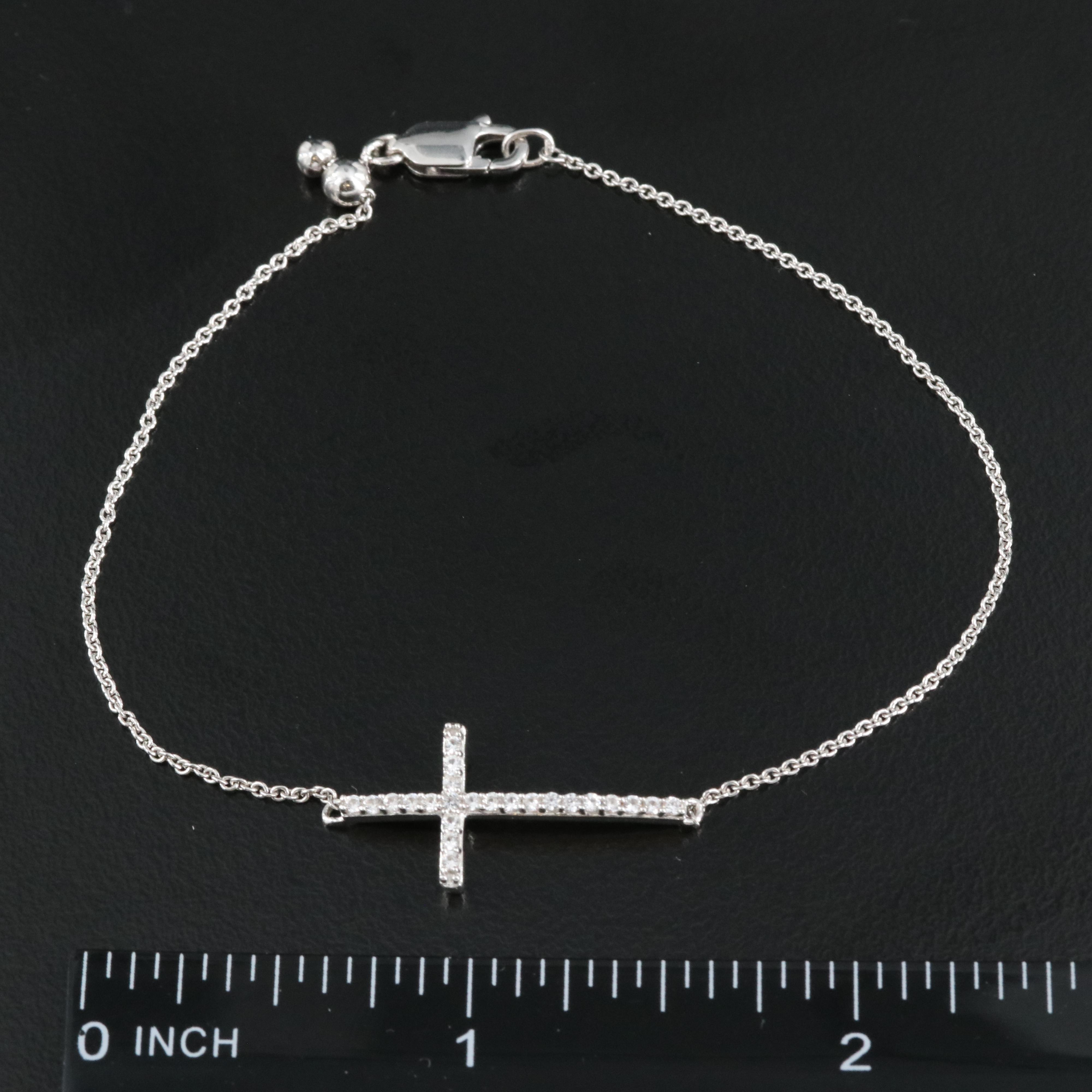 Sterling Sapphire Cross Bracelet