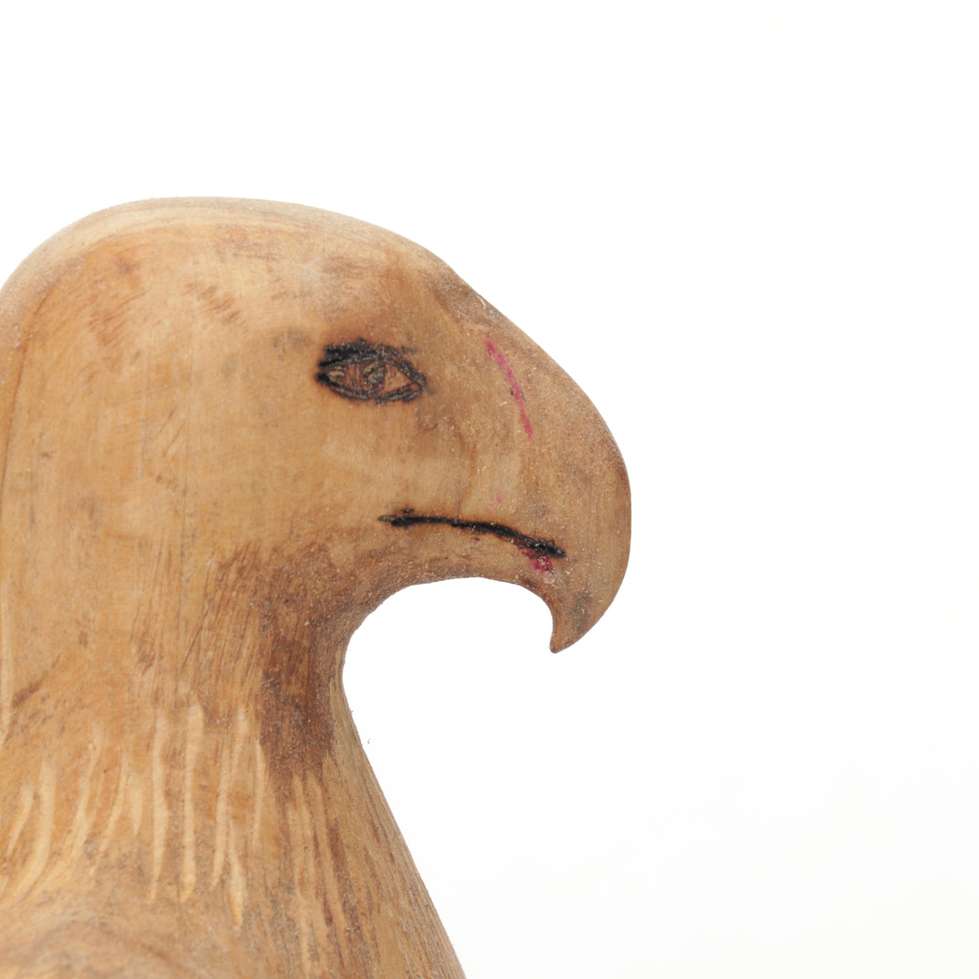 Jim Eliopulos Carved Wooden Eagle Figurine with Turned Wood Vases and Bowls