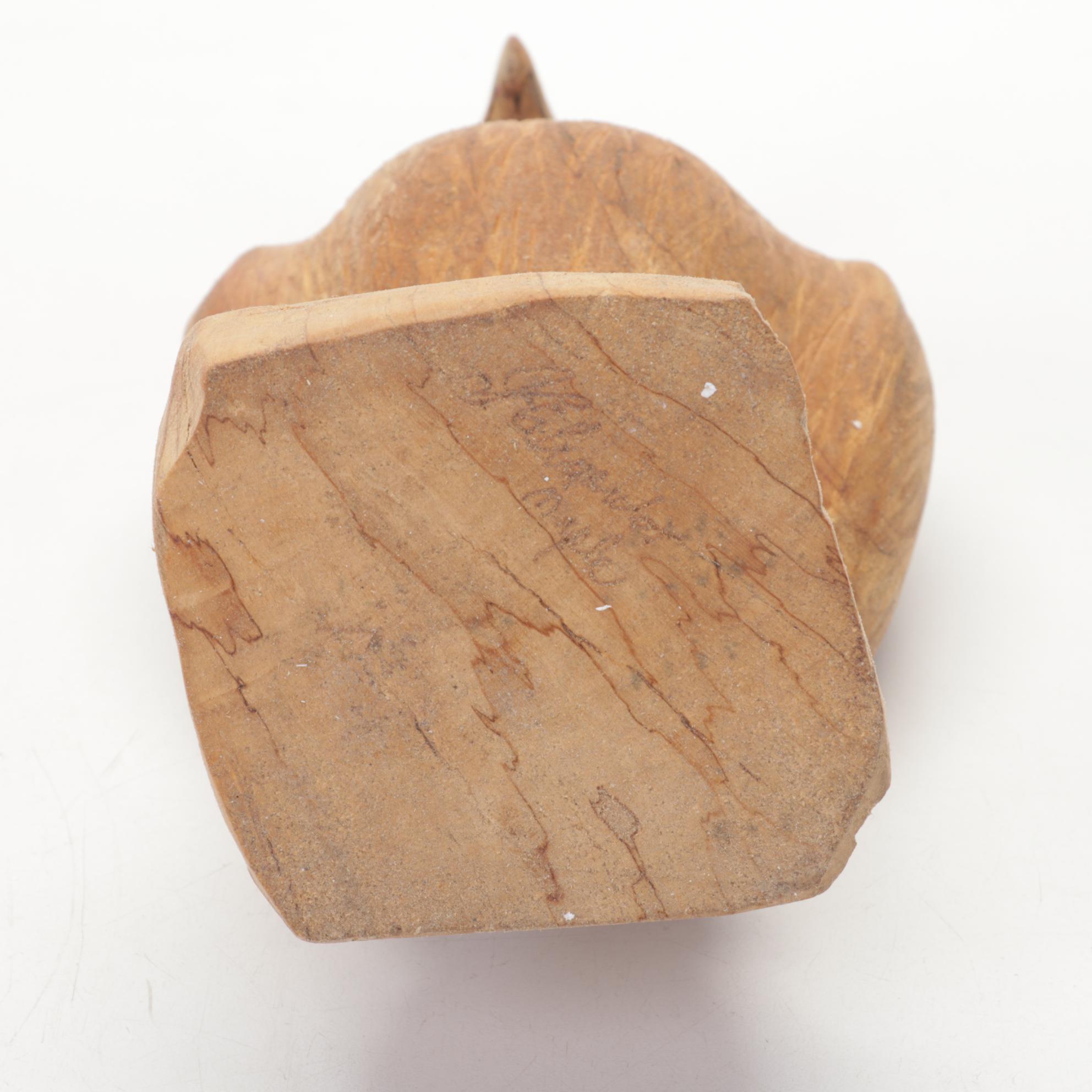 Jim Eliopulos Carved Wooden Eagle Figurine with Turned Wood Vases and Bowls