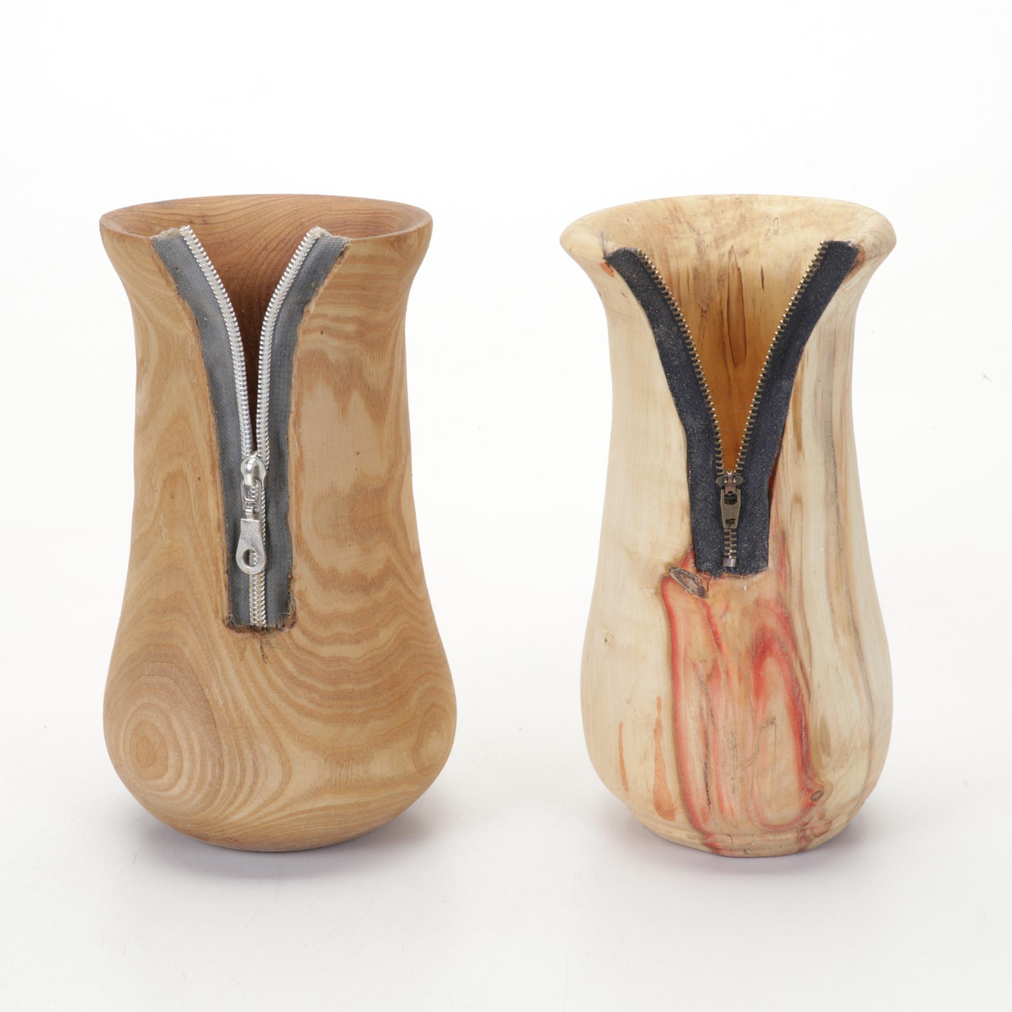 Jim Eliopulos Carved Wooden Eagle Figurine with Turned Wood Vases and Bowls