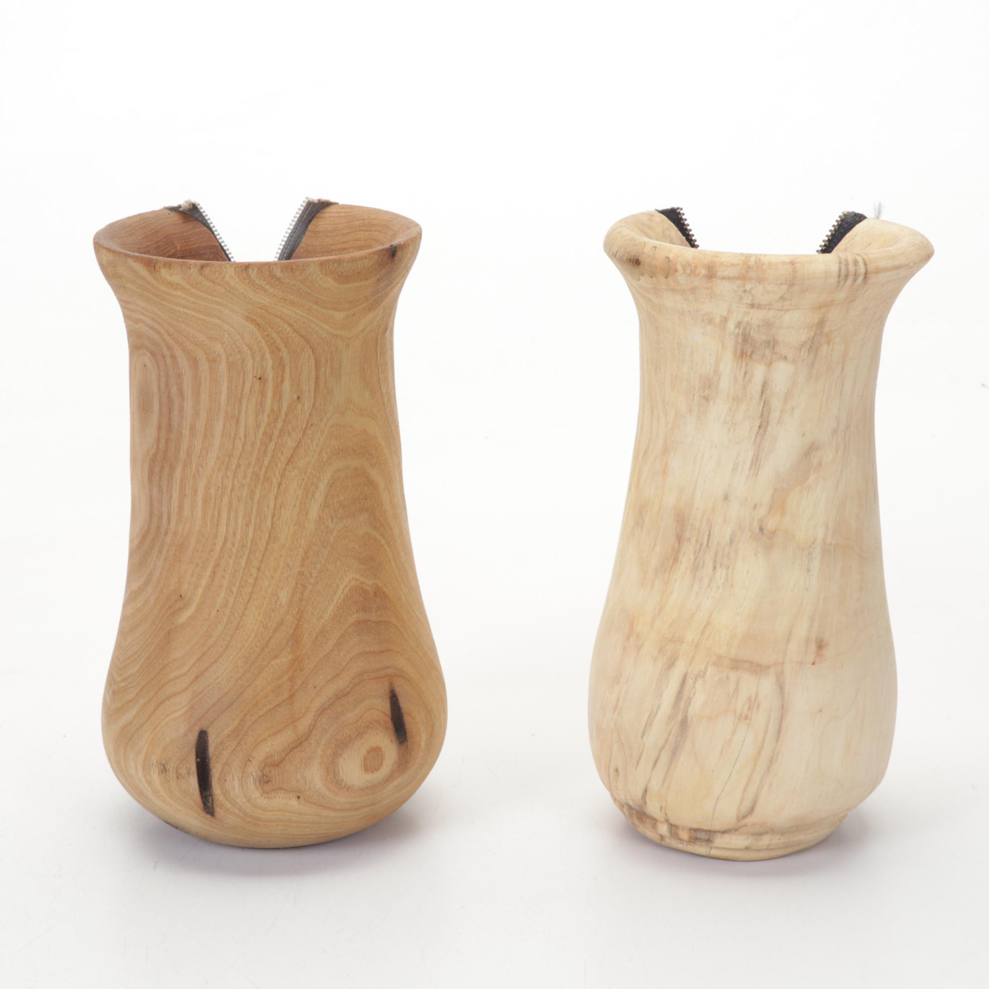 Jim Eliopulos Carved Wooden Eagle Figurine with Turned Wood Vases and Bowls