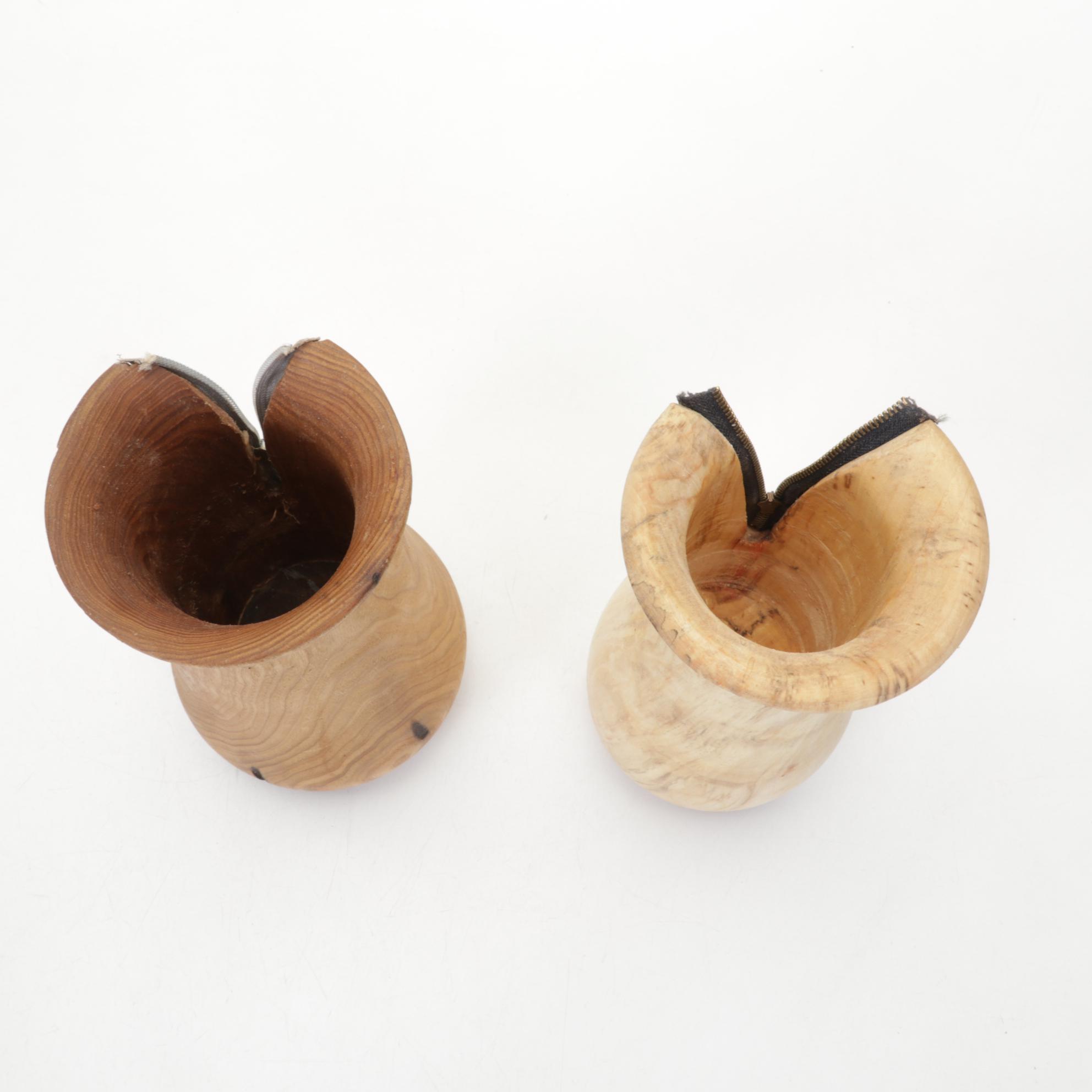 Jim Eliopulos Carved Wooden Eagle Figurine with Turned Wood Vases and Bowls