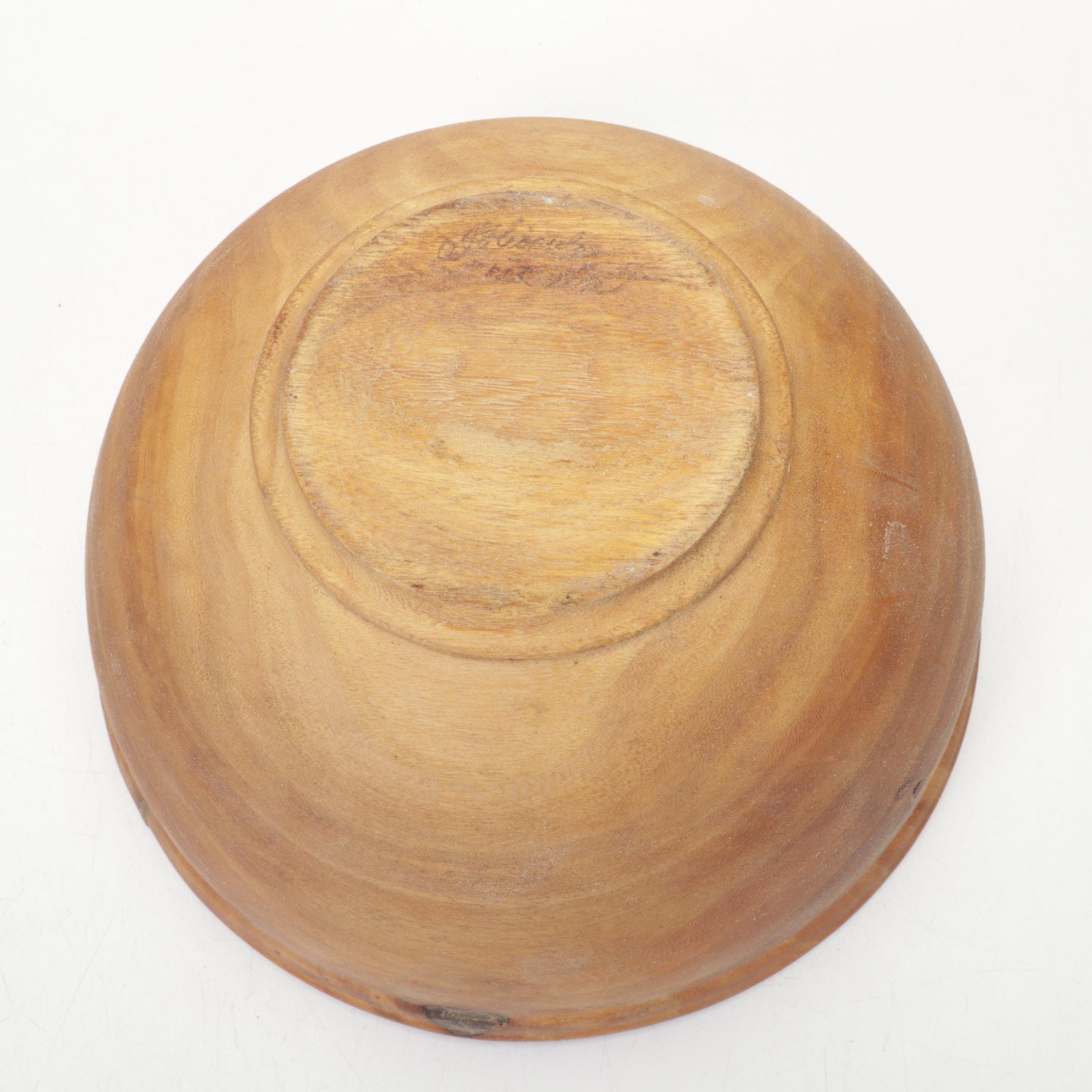 Jim Eliopulos Carved Wooden Eagle Figurine with Turned Wood Vases and Bowls