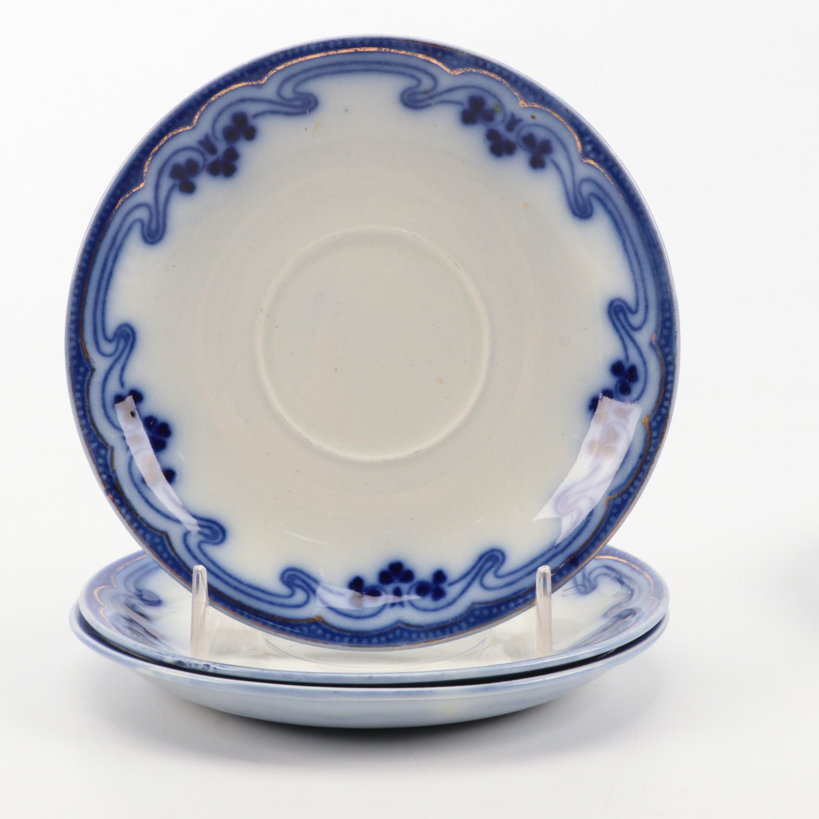 W. H. Grindley & Co  with Other Flow Blue Plates and Saucers