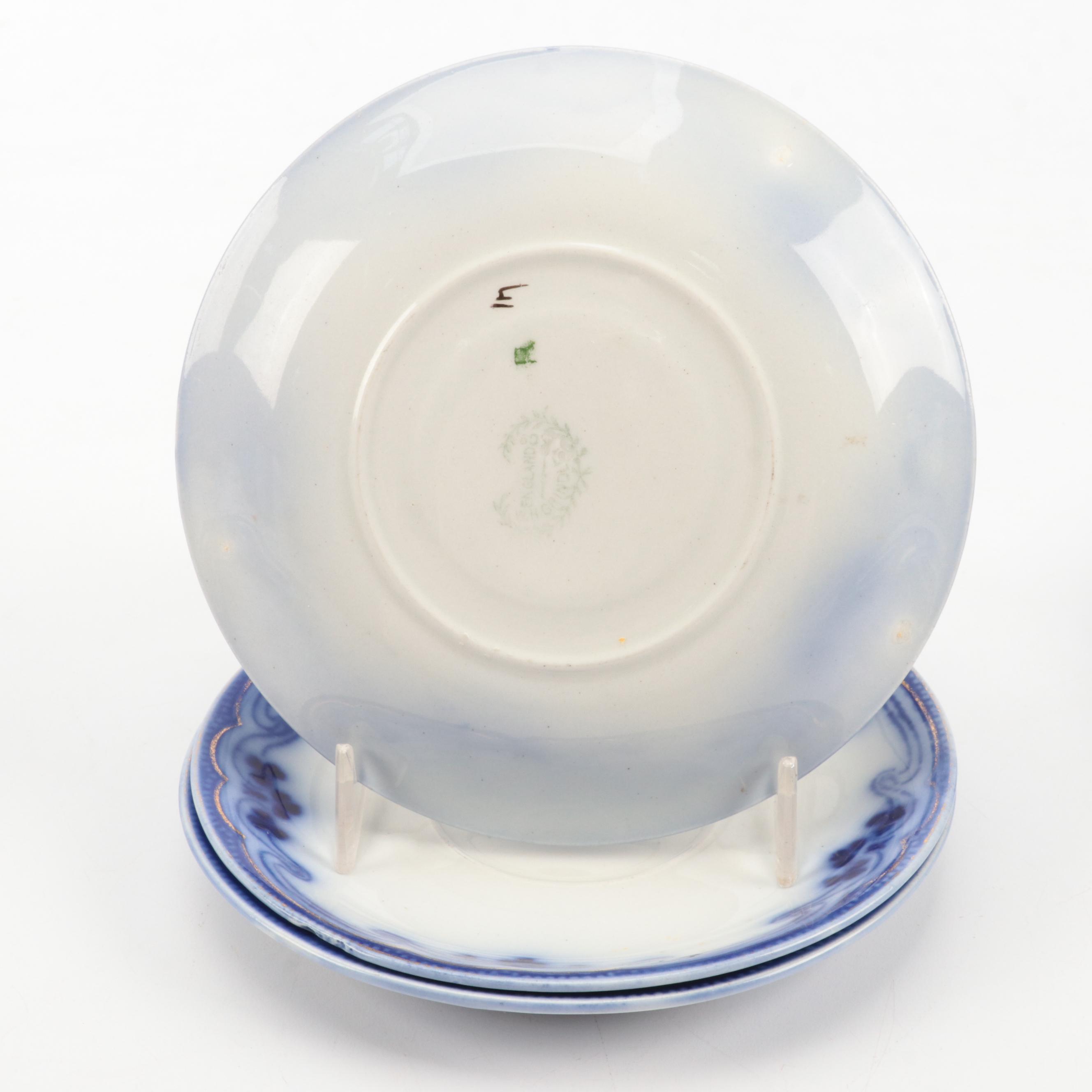 W. H. Grindley & Co  with Other Flow Blue Plates and Saucers