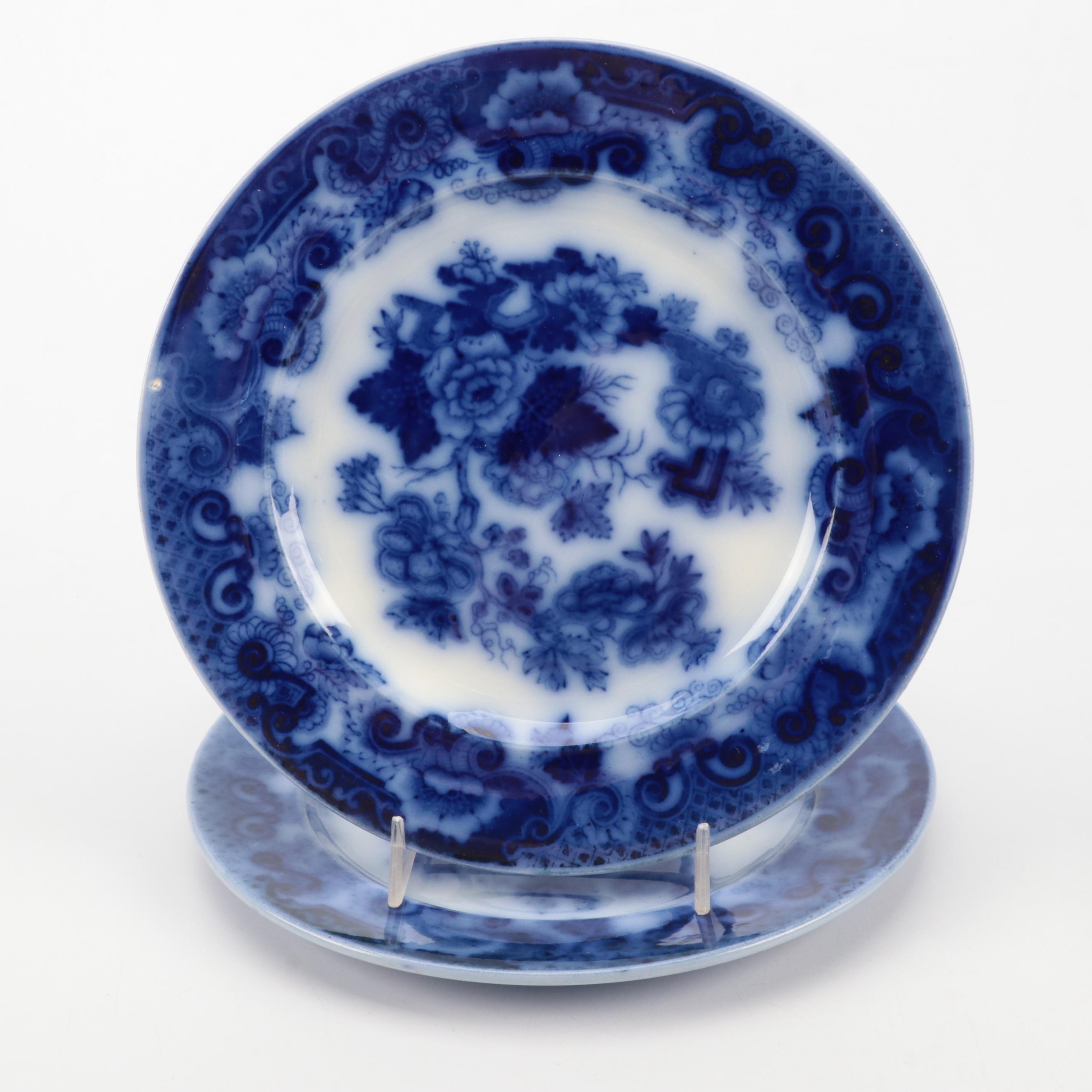 W. H. Grindley & Co  with Other Flow Blue Plates and Saucers