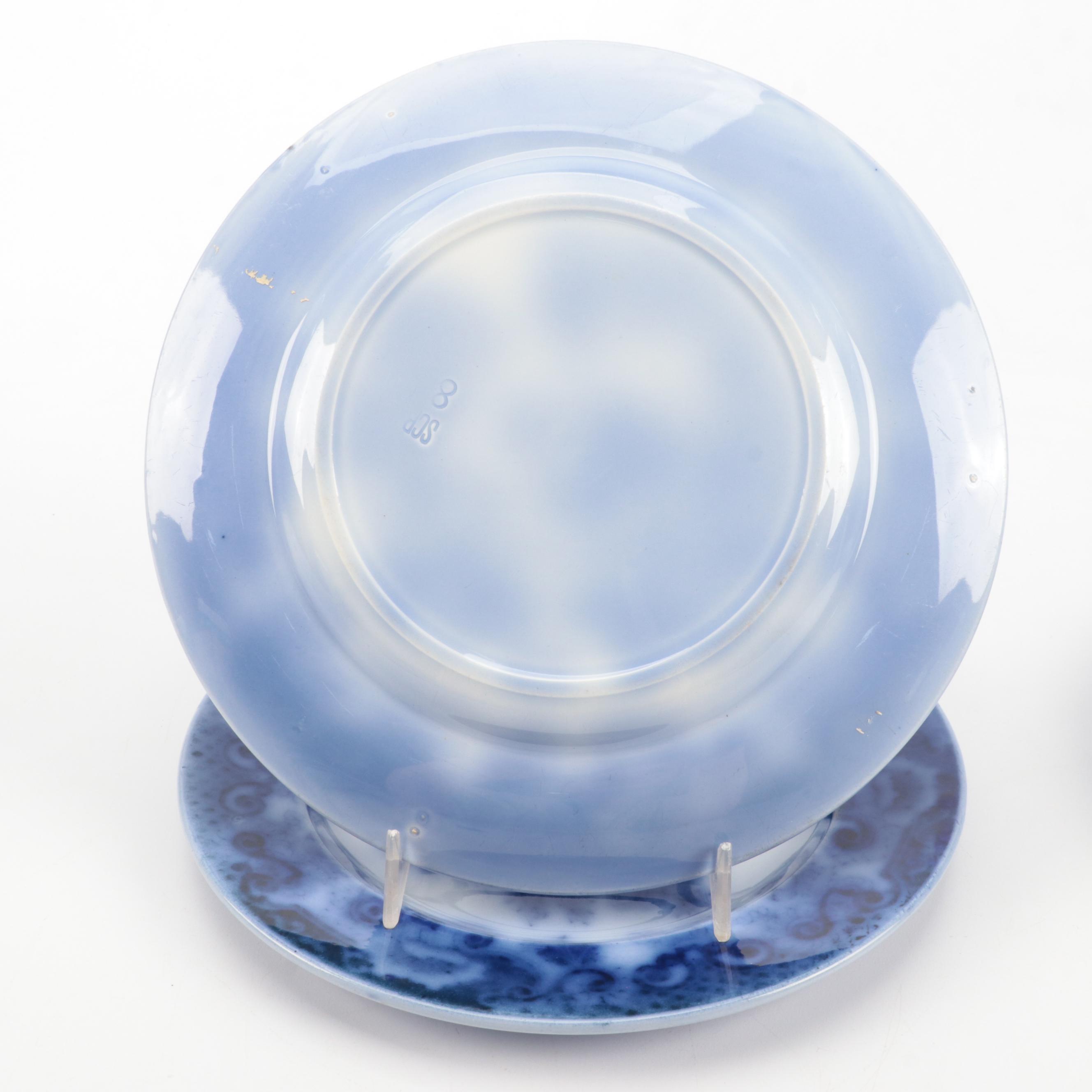 W. H. Grindley & Co  with Other Flow Blue Plates and Saucers