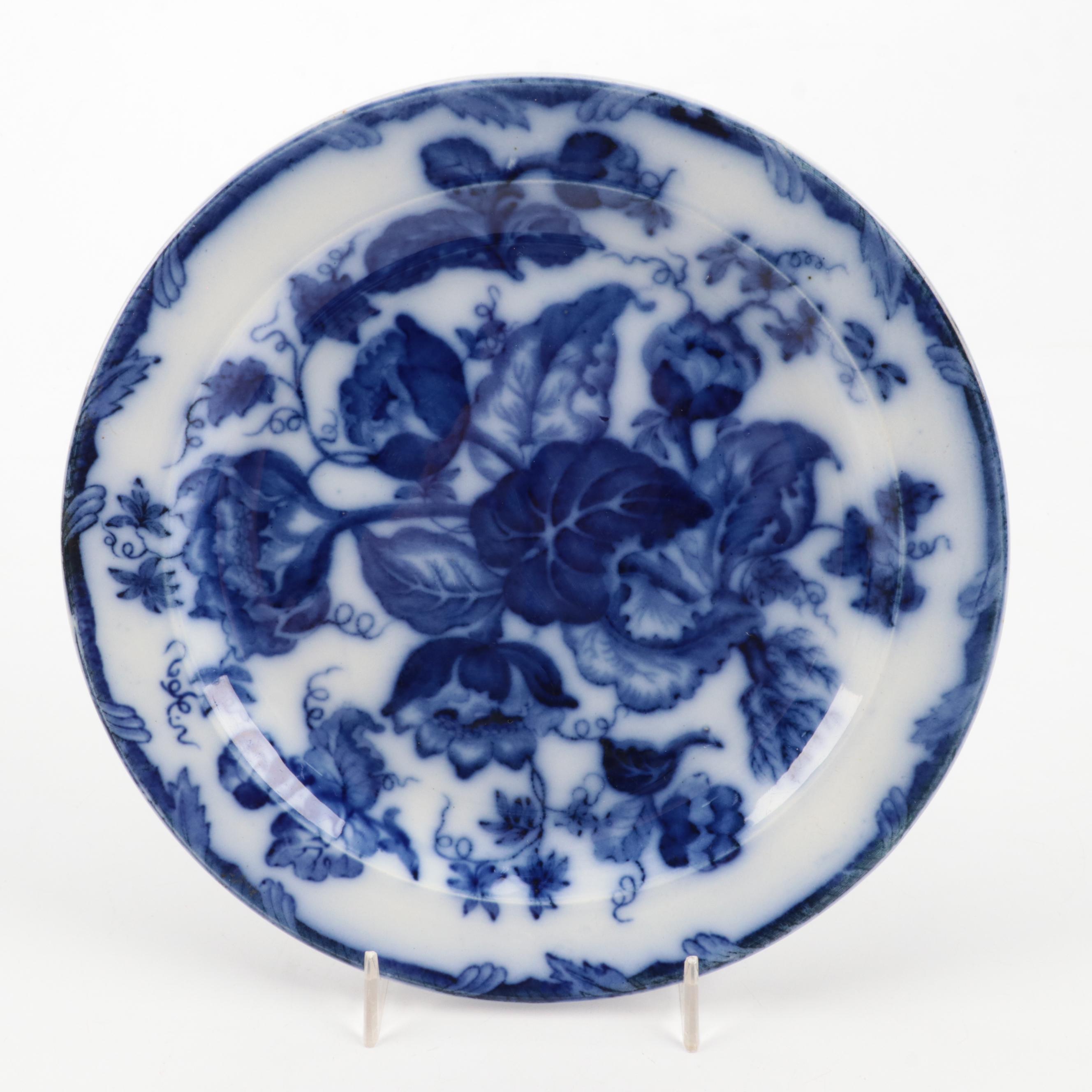 W. H. Grindley & Co  with Other Flow Blue Plates and Saucers