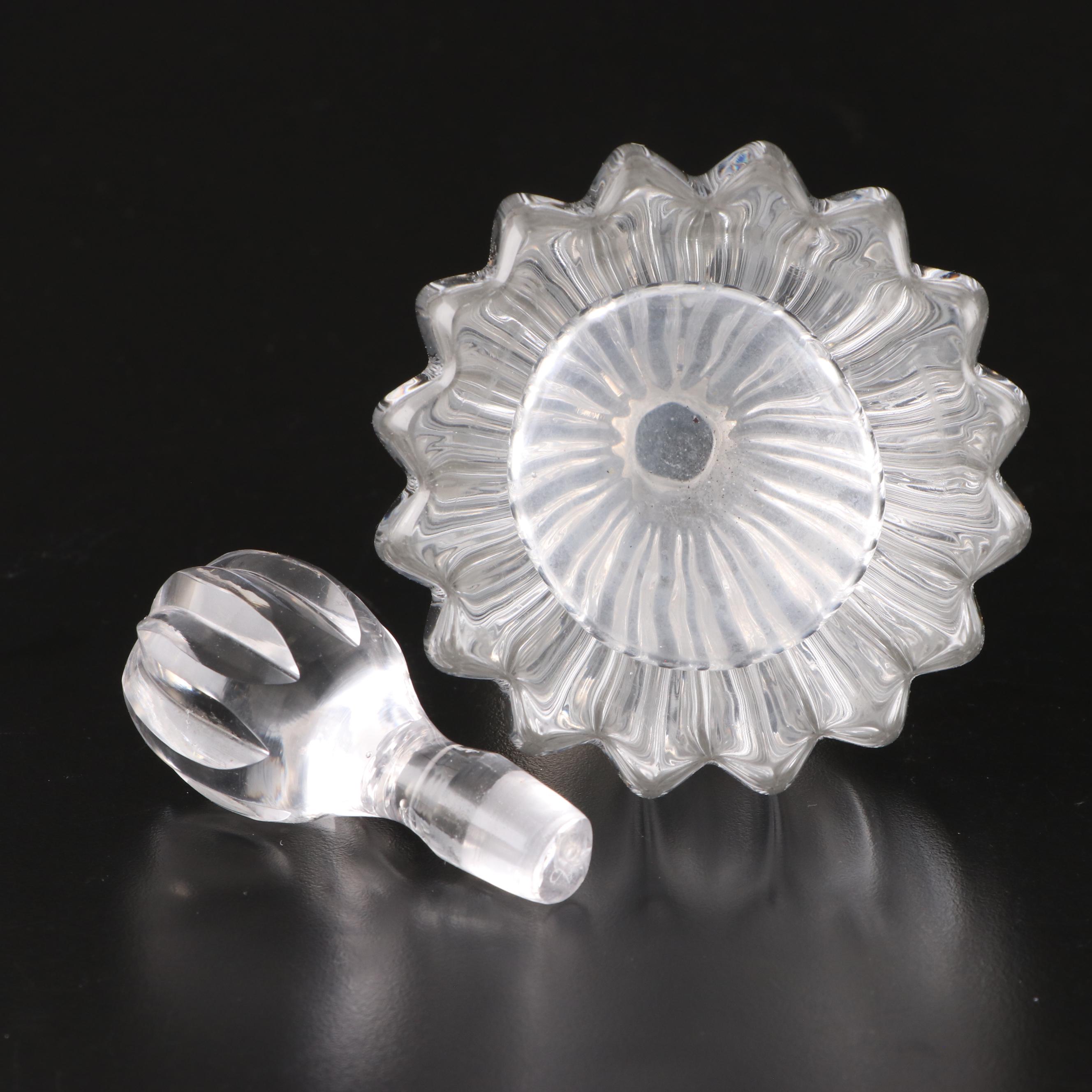 Spanish 915 Silver Lid Glass Jar and Silver Rimmed Decanters