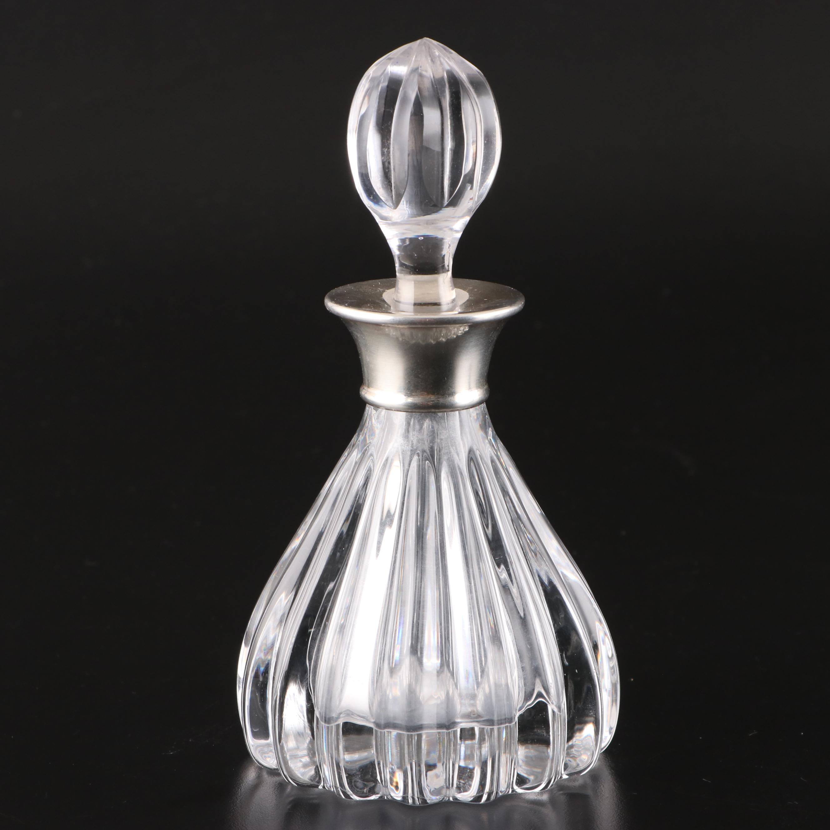 Spanish 915 Silver Lid Glass Jar and Silver Rimmed Decanters