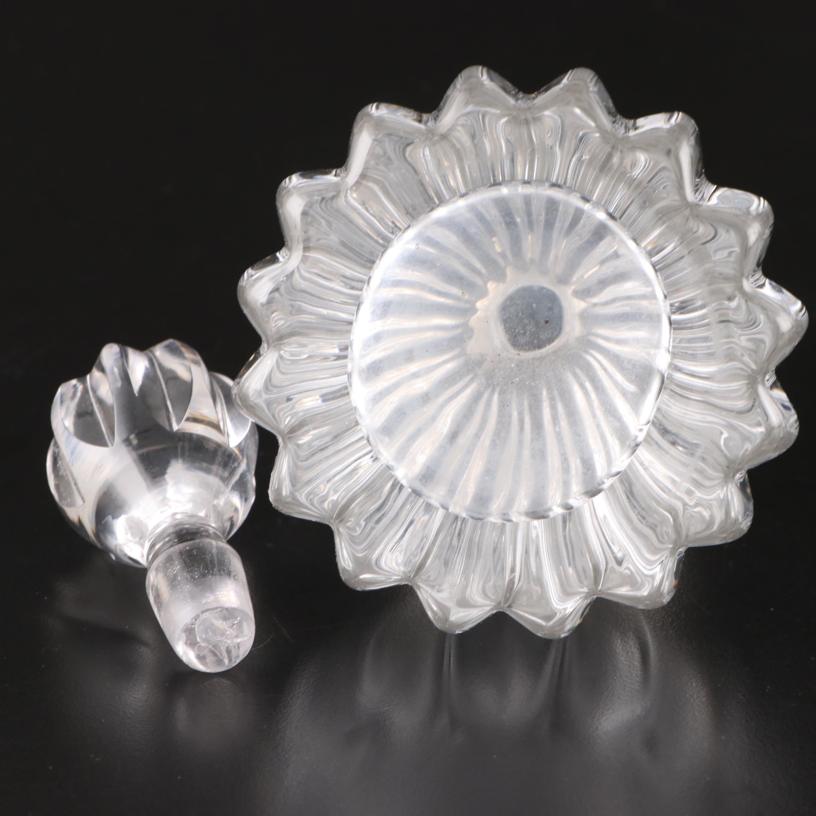 Spanish 915 Silver Lid Glass Jar and Silver Rimmed Decanters