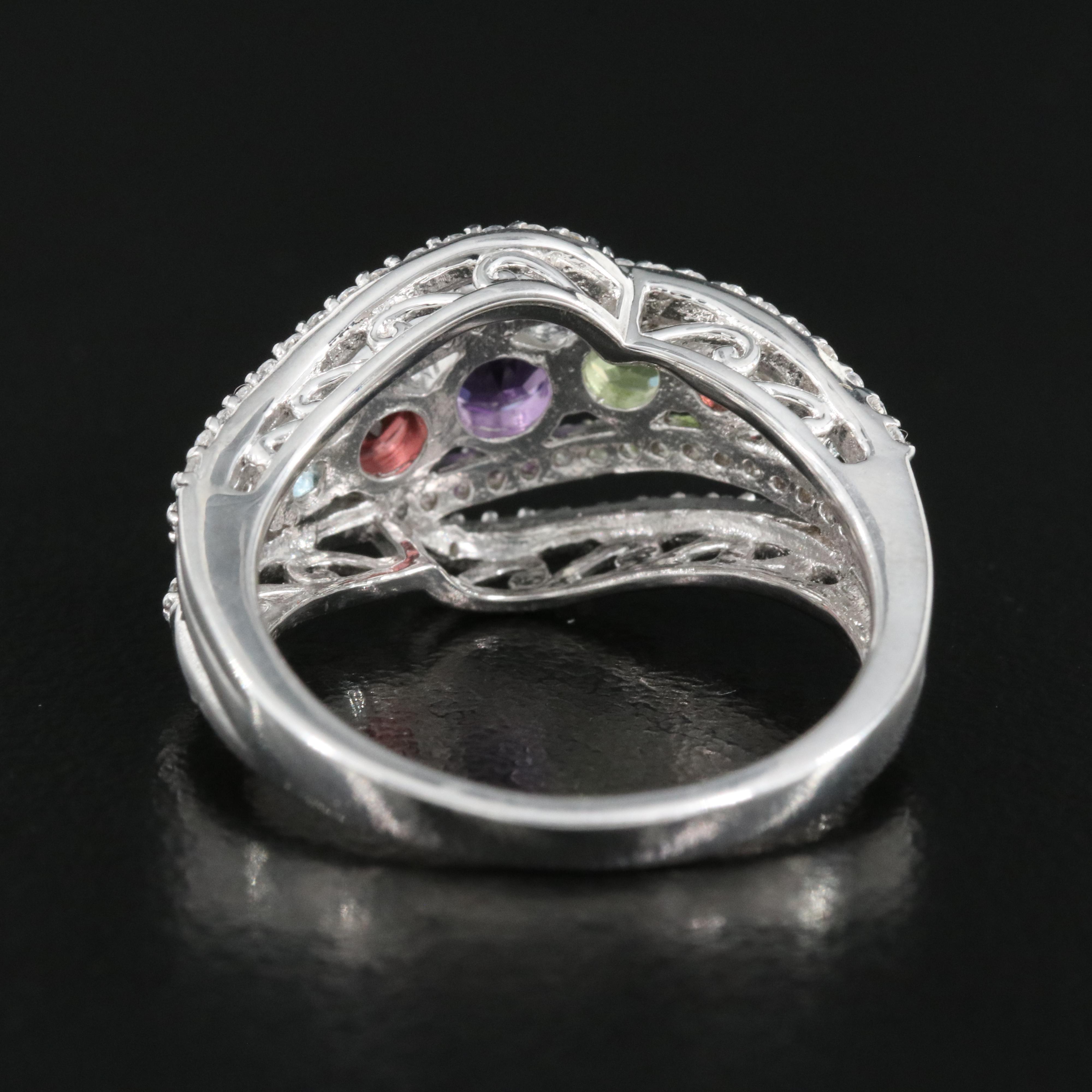 Sterling Ring Including Peridot, Amethyst and Garnet