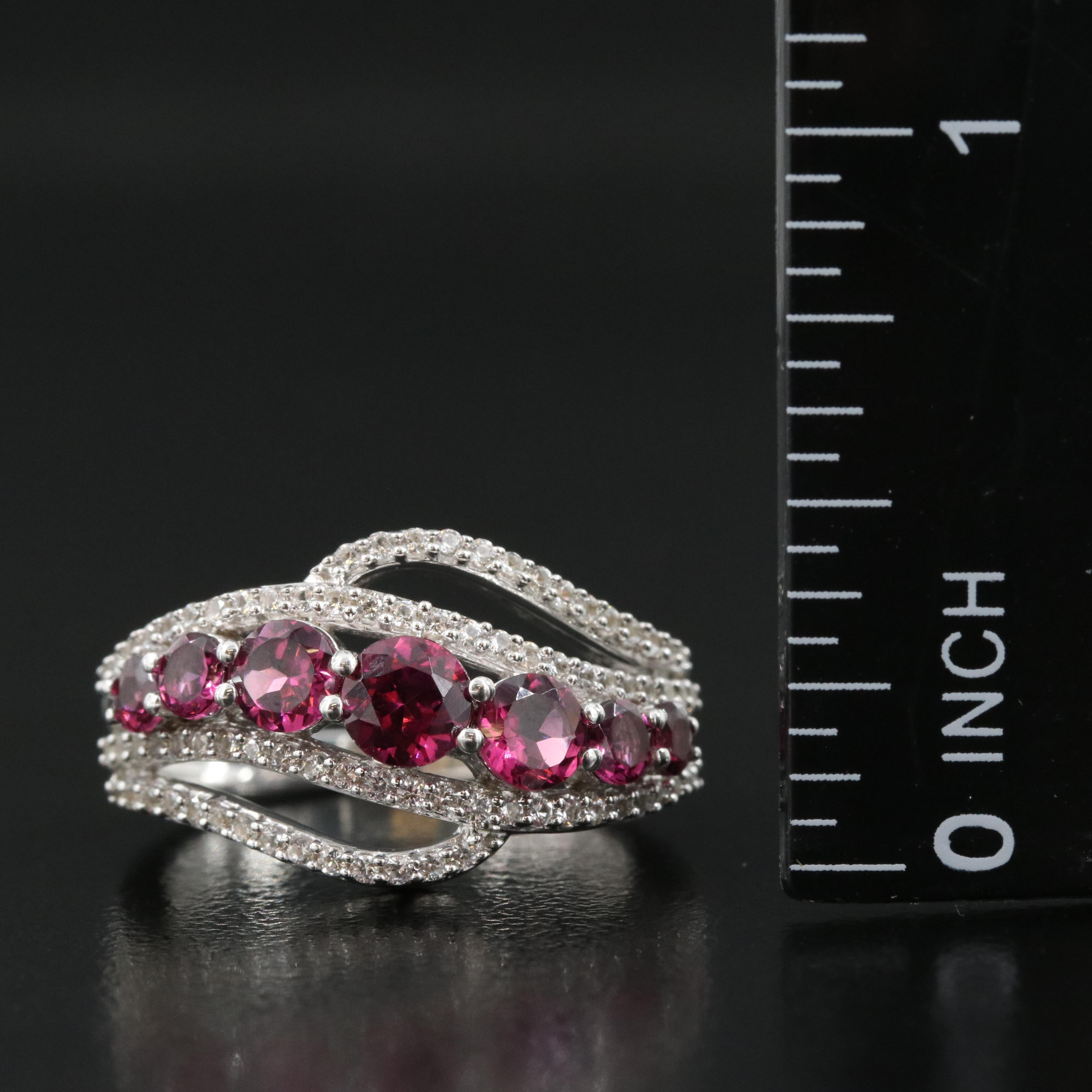 Sterling Garnet and Sapphire Ring