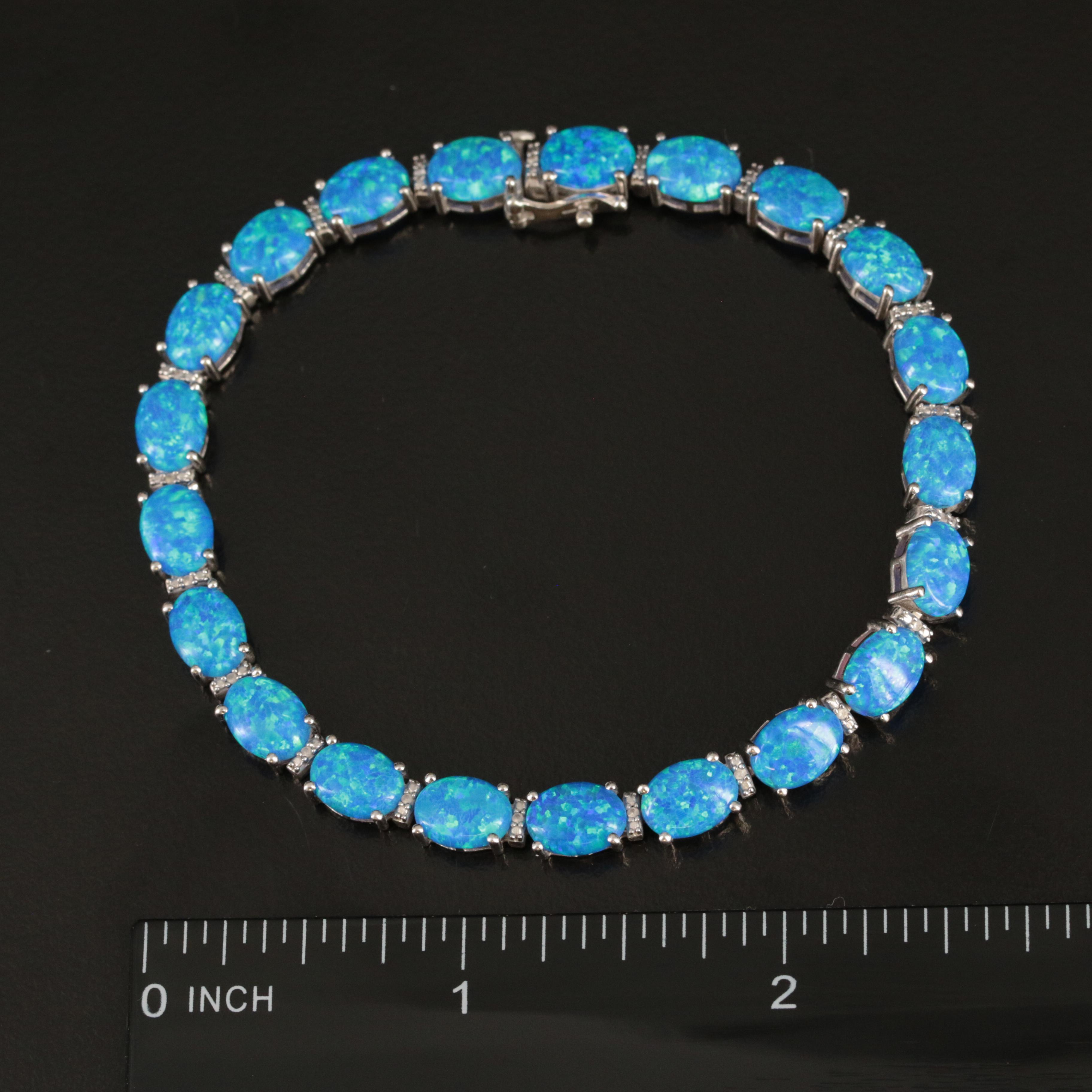 Sterling Opal and Topaz Line Bracelet