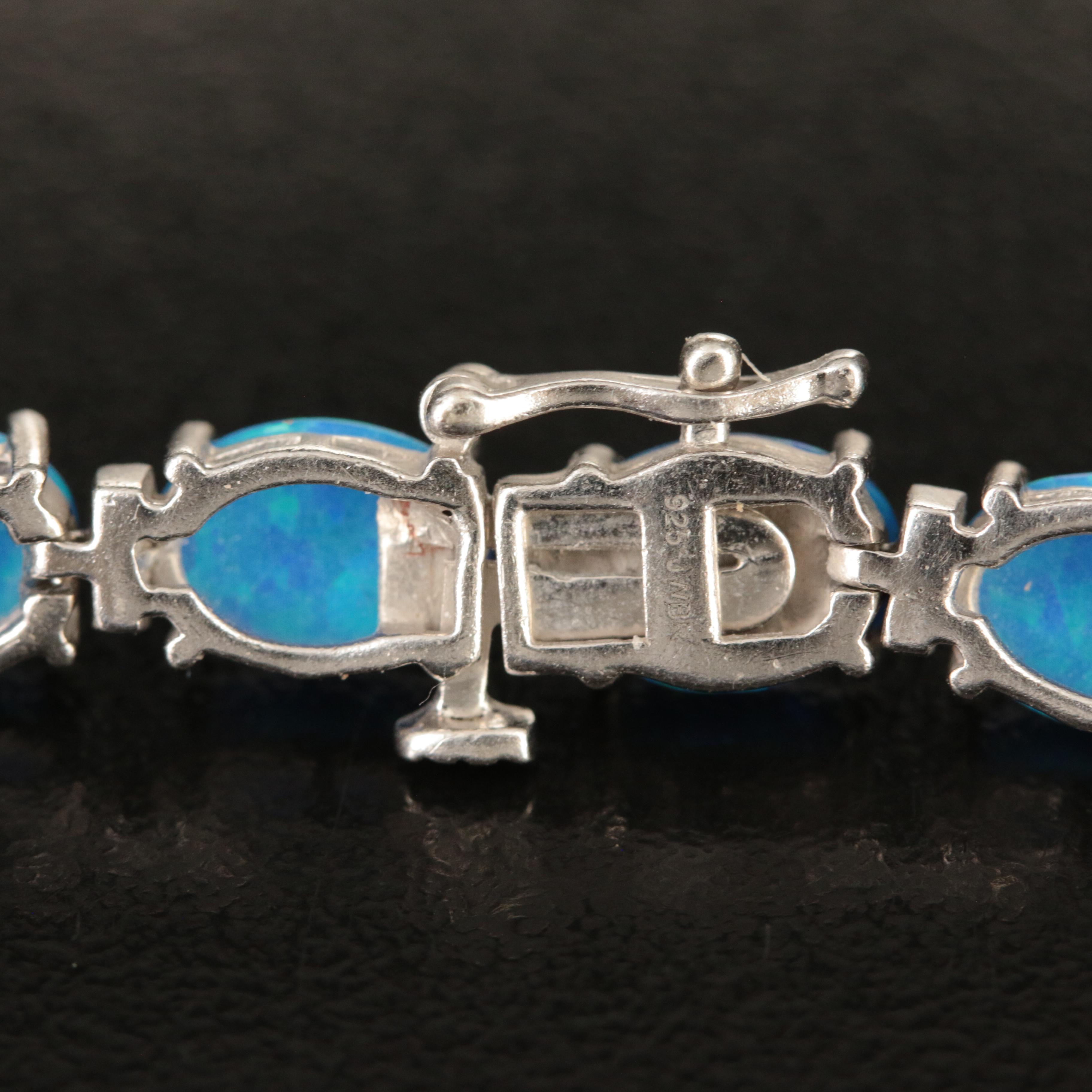 Sterling Opal and Topaz Line Bracelet