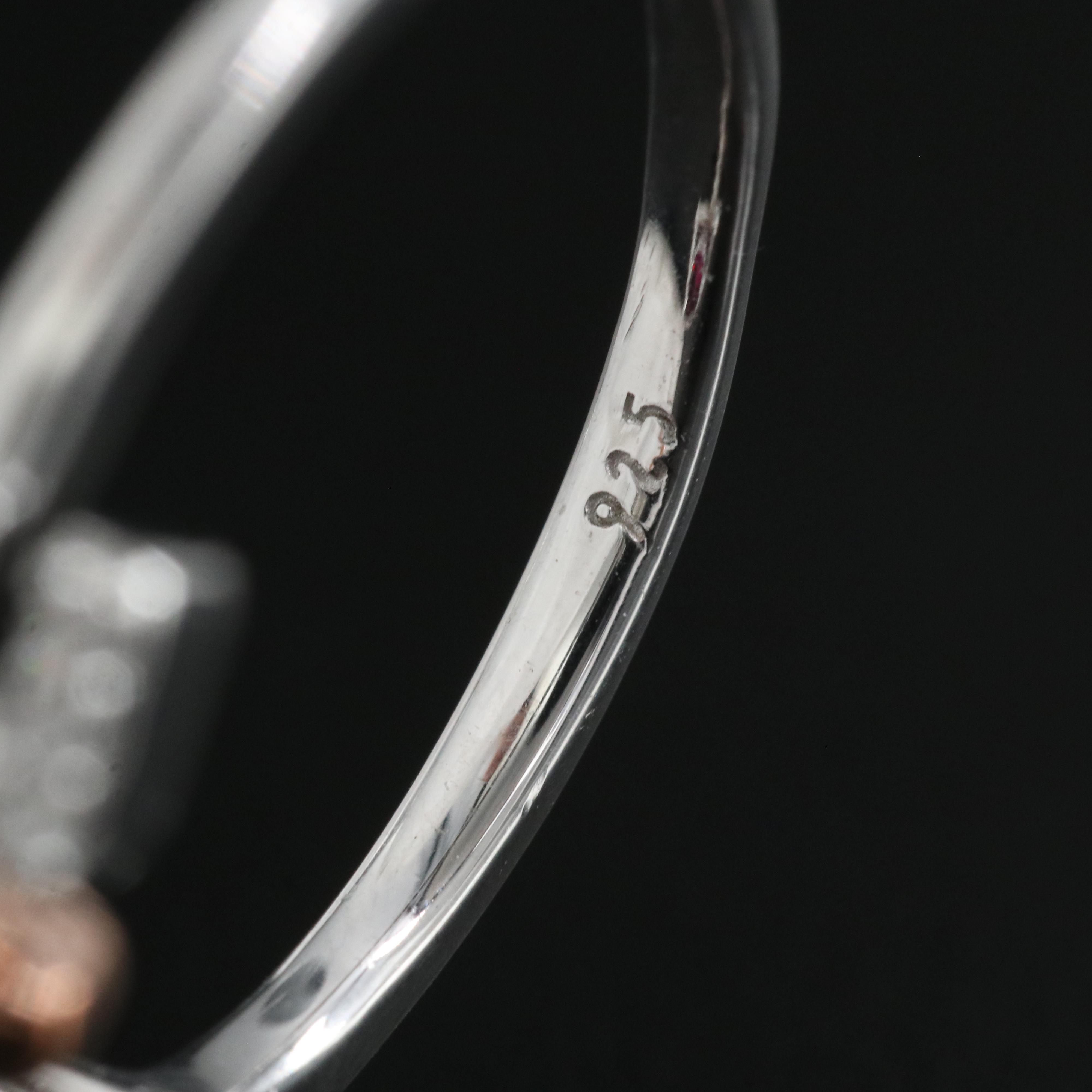 Sterling Ruby and Cubic Zirconia "Love" Ring with Open Top