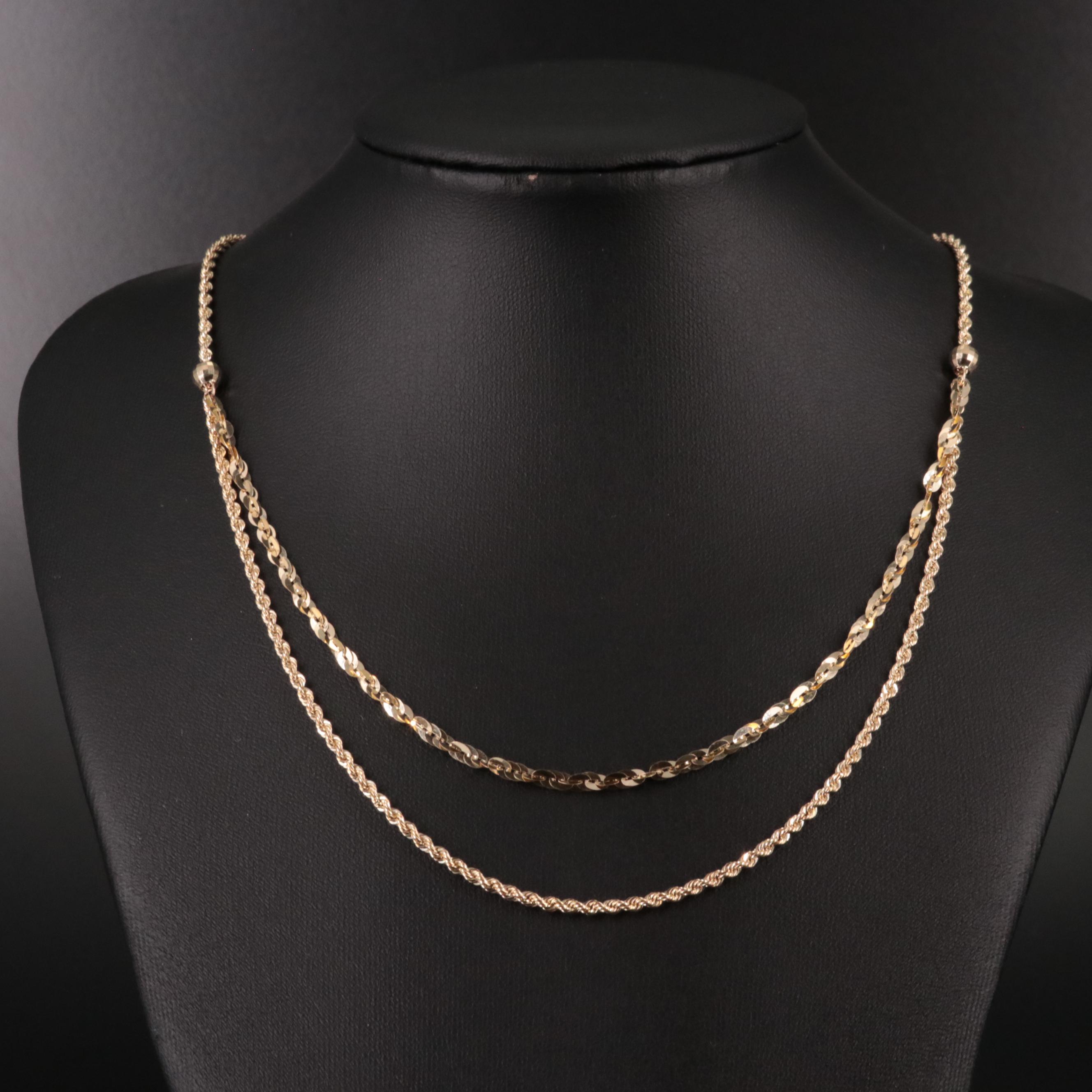 14K Two Chain Layered Necklace