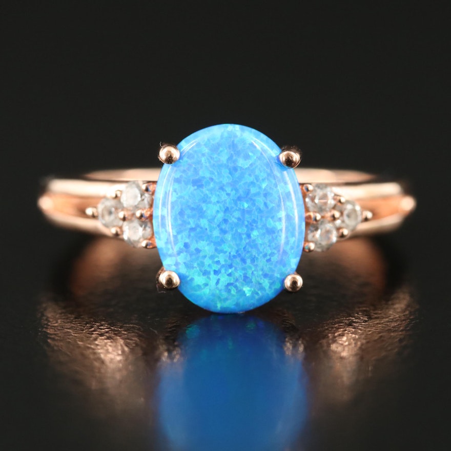 Sterling Opal and Sapphire Ring