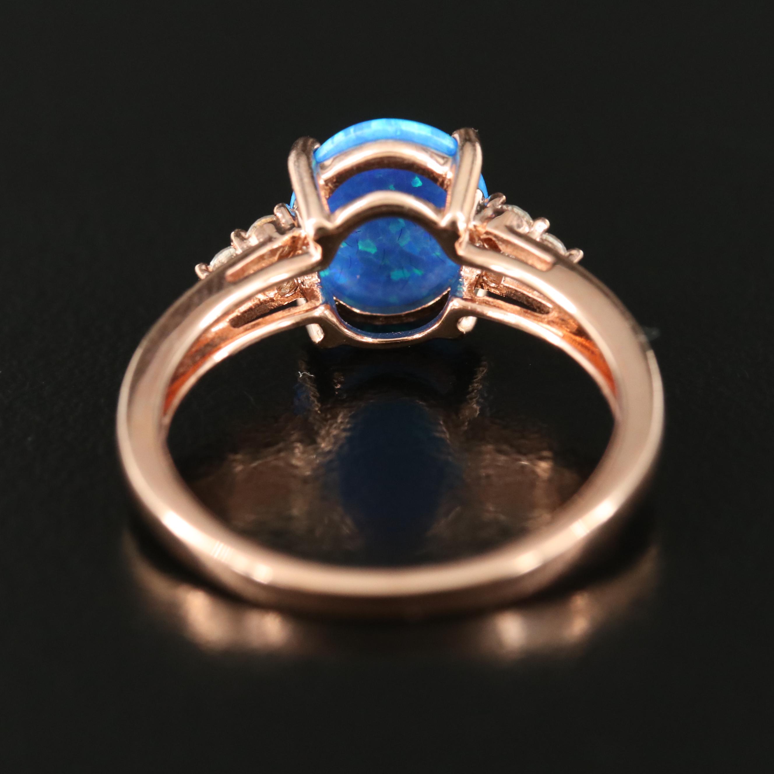 Sterling Opal and Sapphire Ring
