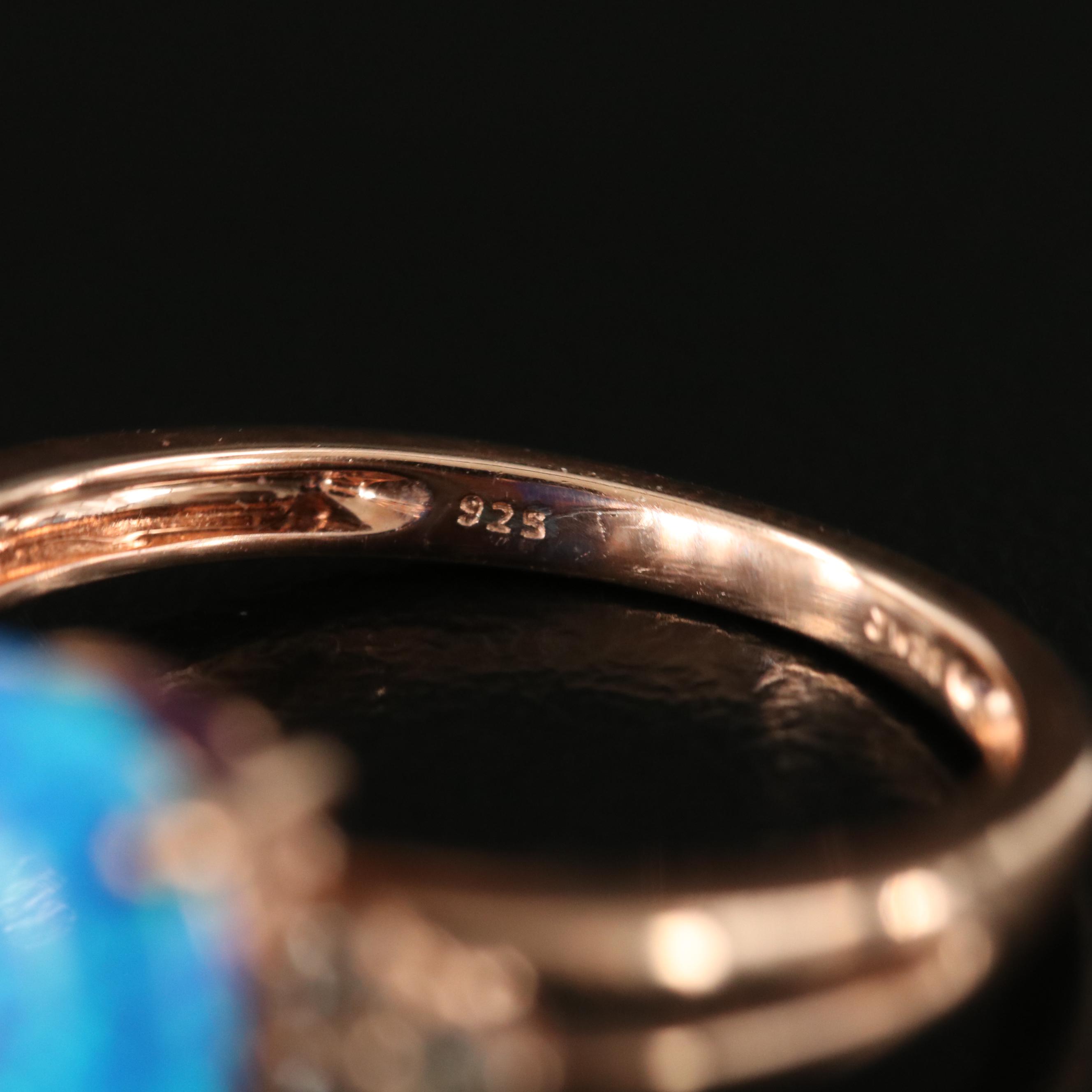 Sterling Opal and Sapphire Ring