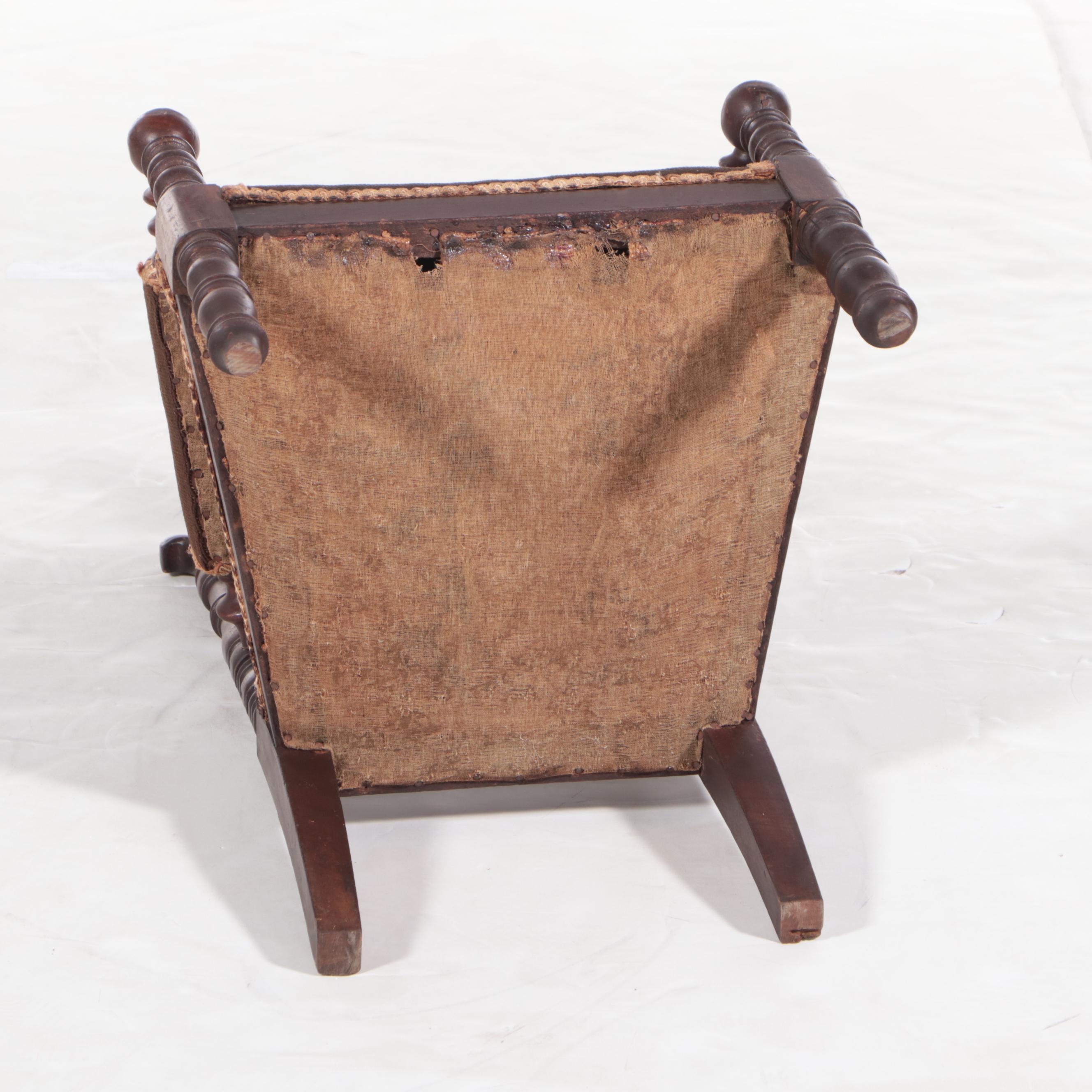Victorian Carved Walnut and Needlepoint Child's Armchair, Mid/Late 19th Century