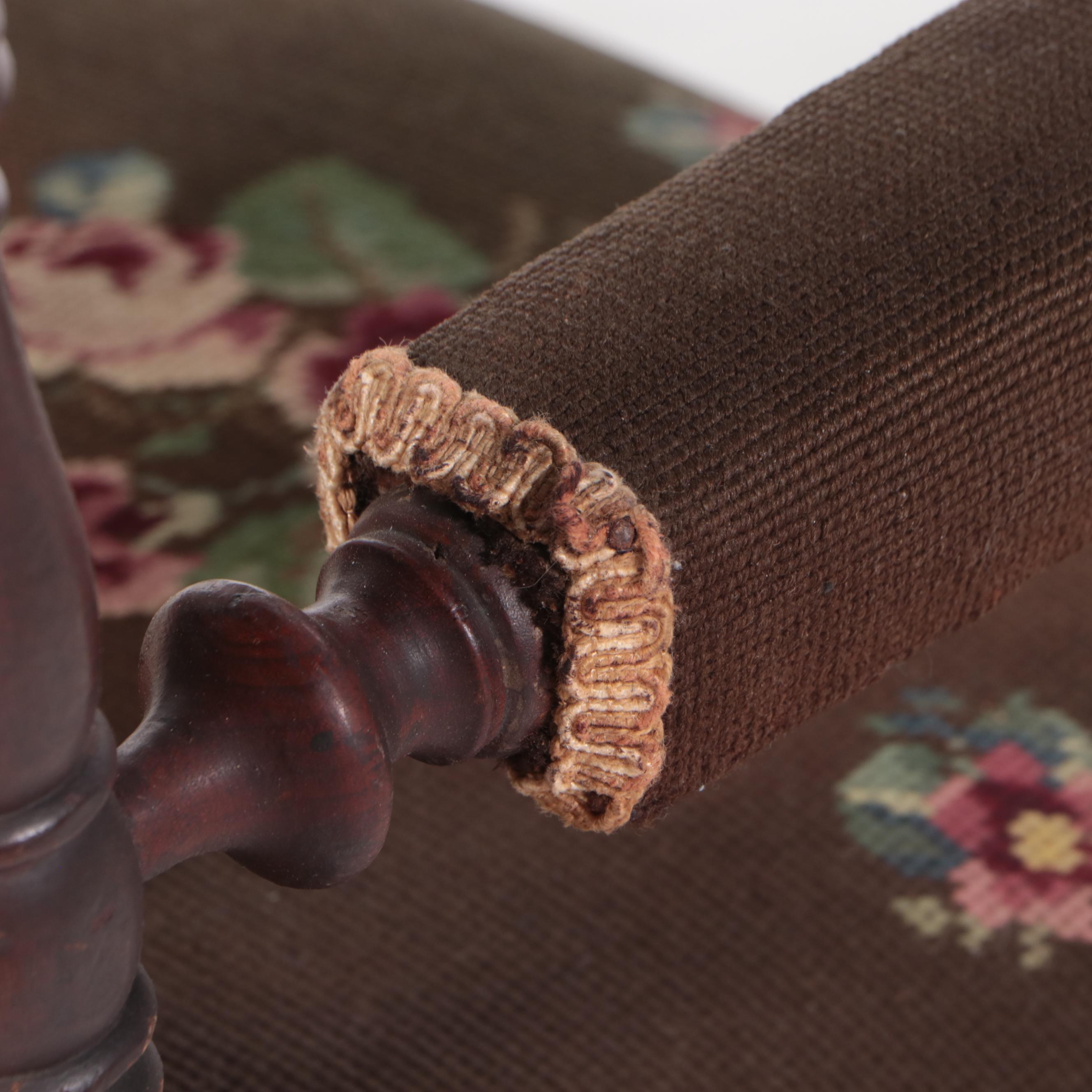 Victorian Carved Walnut and Needlepoint Child's Armchair, Mid/Late 19th Century