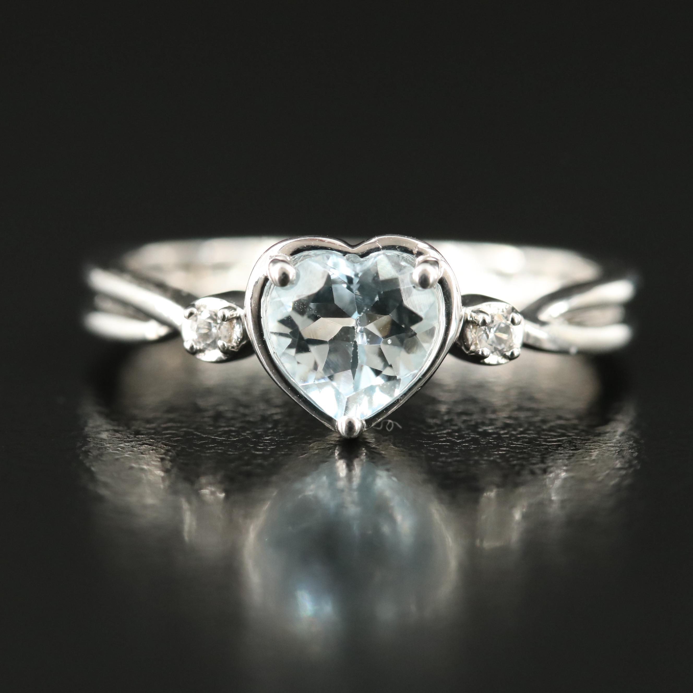 Sterling Aquamarine and Sapphire Ring