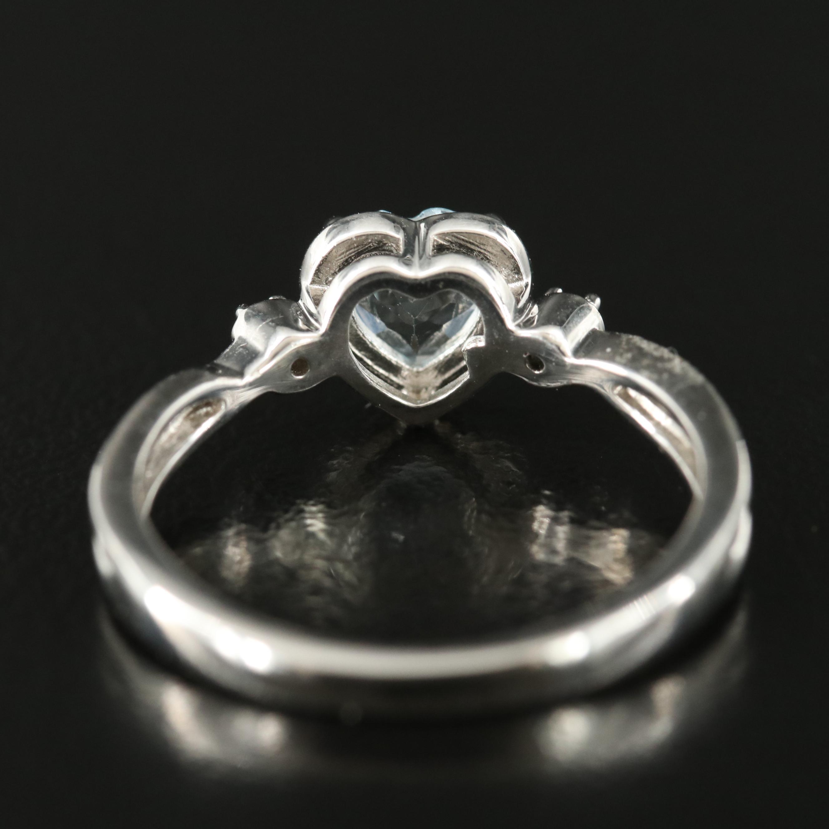 Sterling Aquamarine and Sapphire Ring